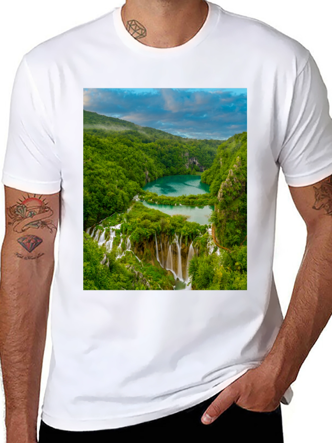Waterfall Graphic Tee - Nature Lovers Black T-Shirt