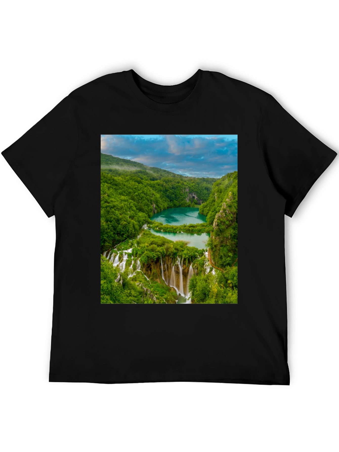 Waterfall Graphic Tee - Nature Lovers Black T-Shirt