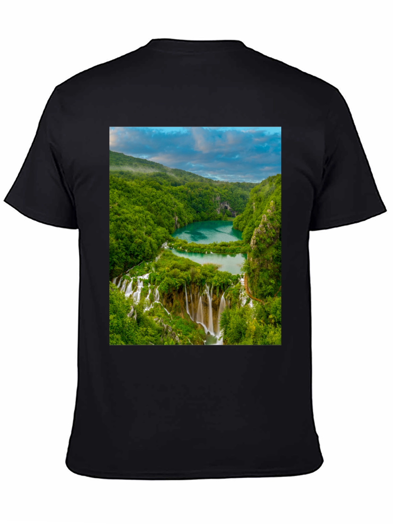 Waterfall Graphic Tee - Nature Lovers Black T-Shirt