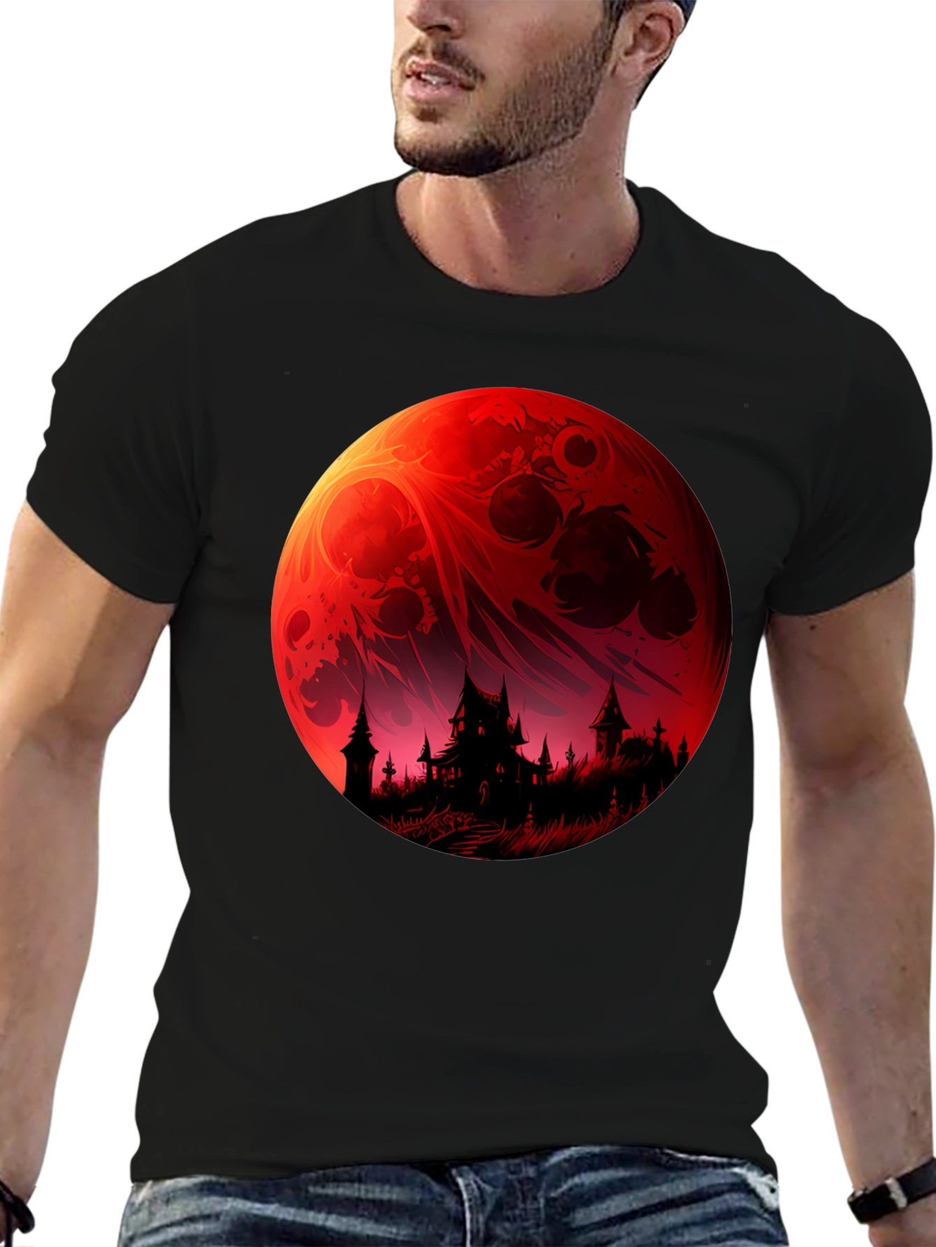 Blood Moon Castle Graphic Tee - Unique Design