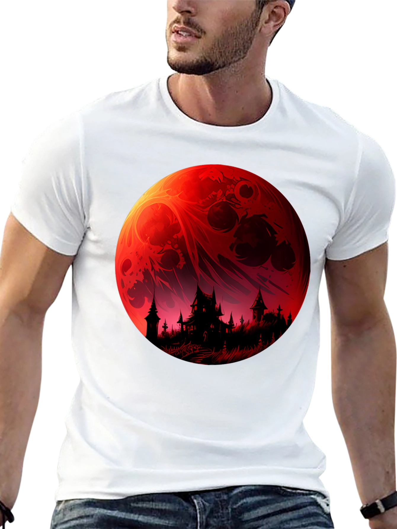 Blood Moon Castle Graphic Tee - Unique Design