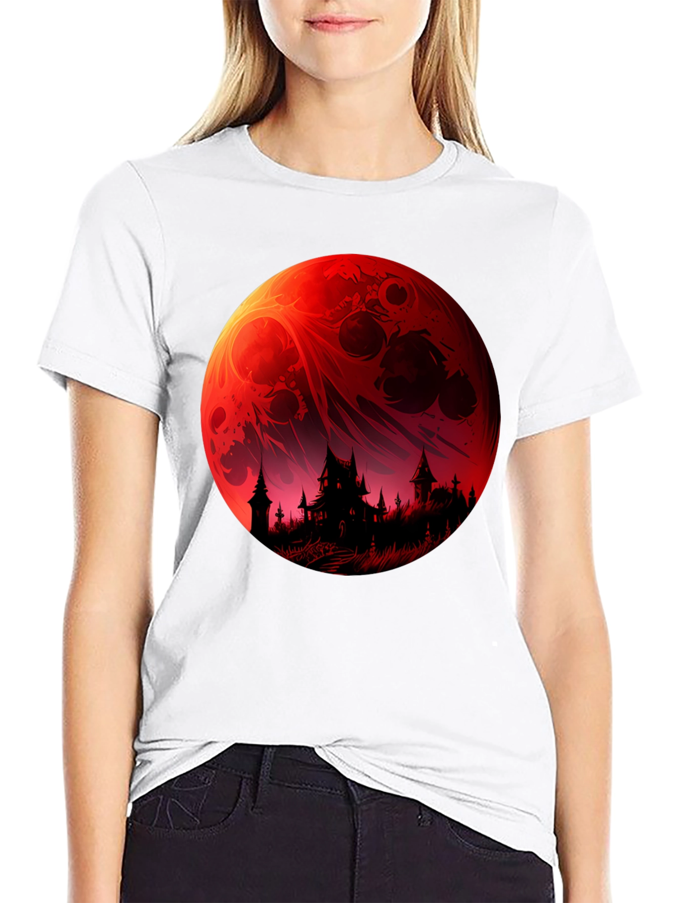 Blood Moon Castle Graphic Tee - Unique Design