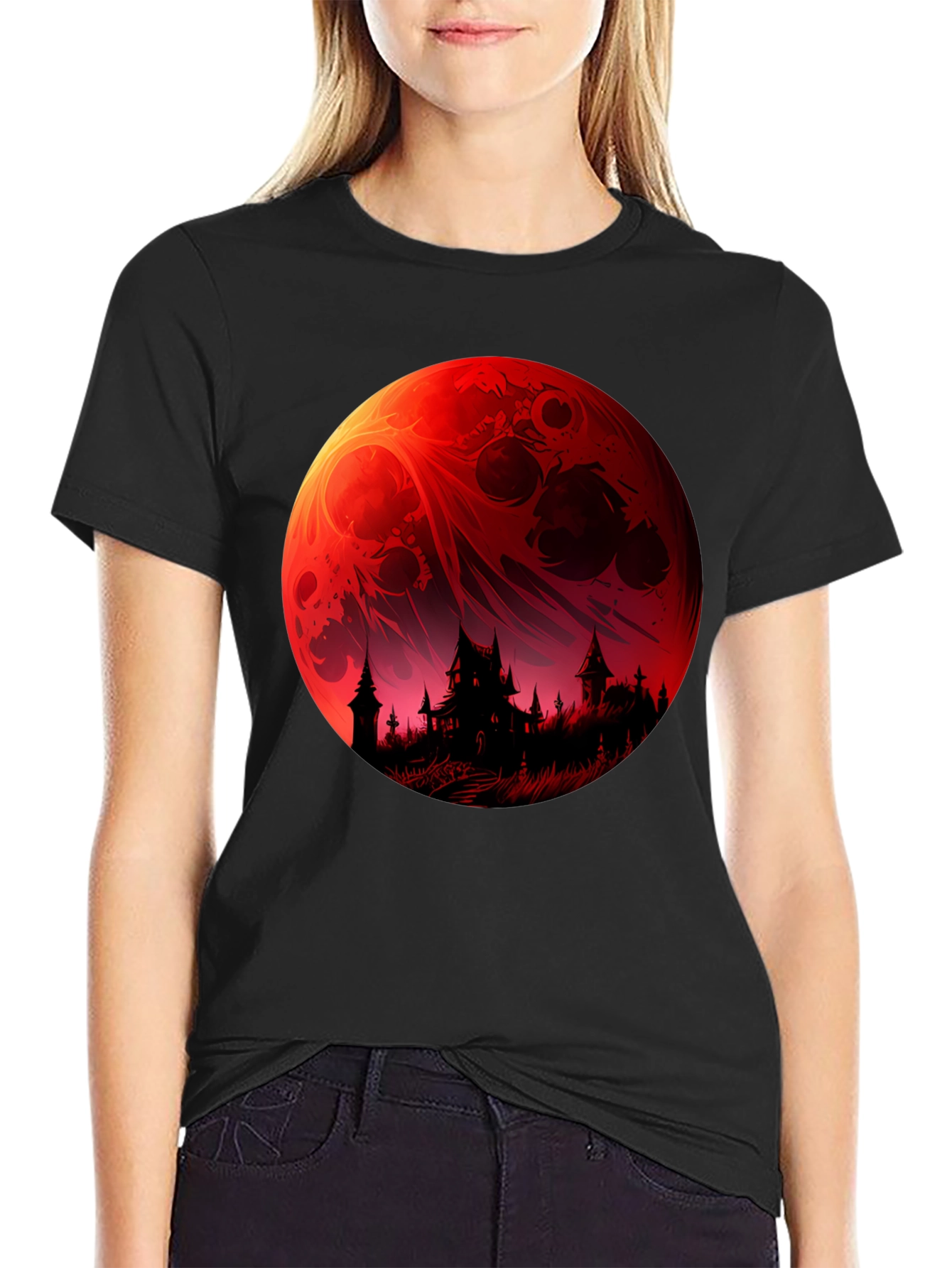 Blood Moon Castle Graphic Tee - Unique Design
