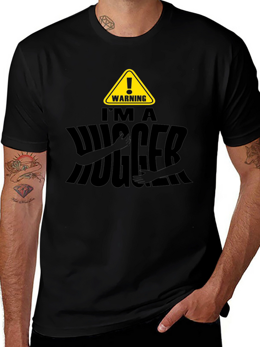 Warning Im A Hugger Mens Black T-Shirt