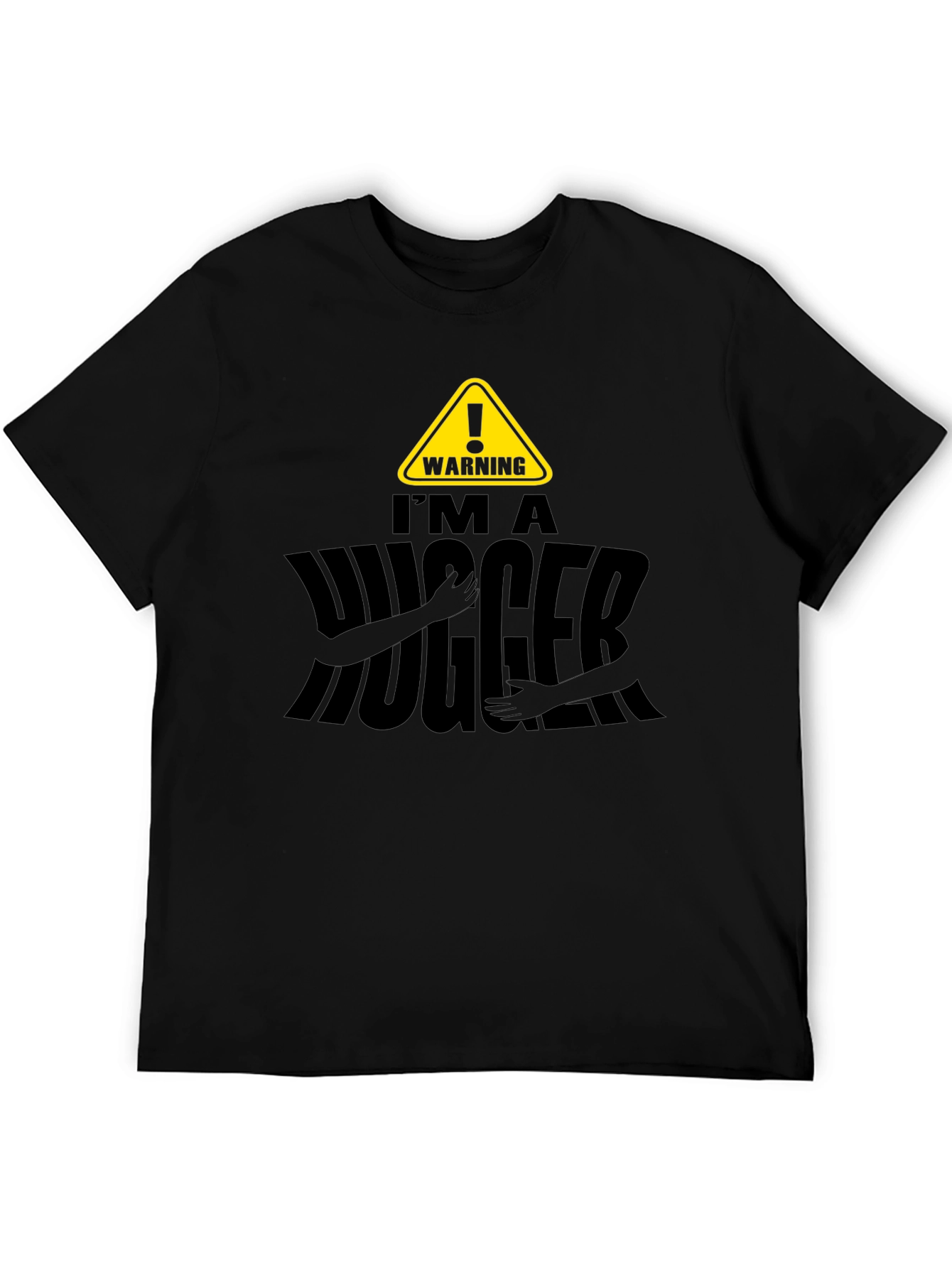 Warning Im A Hugger Mens Black T-Shirt