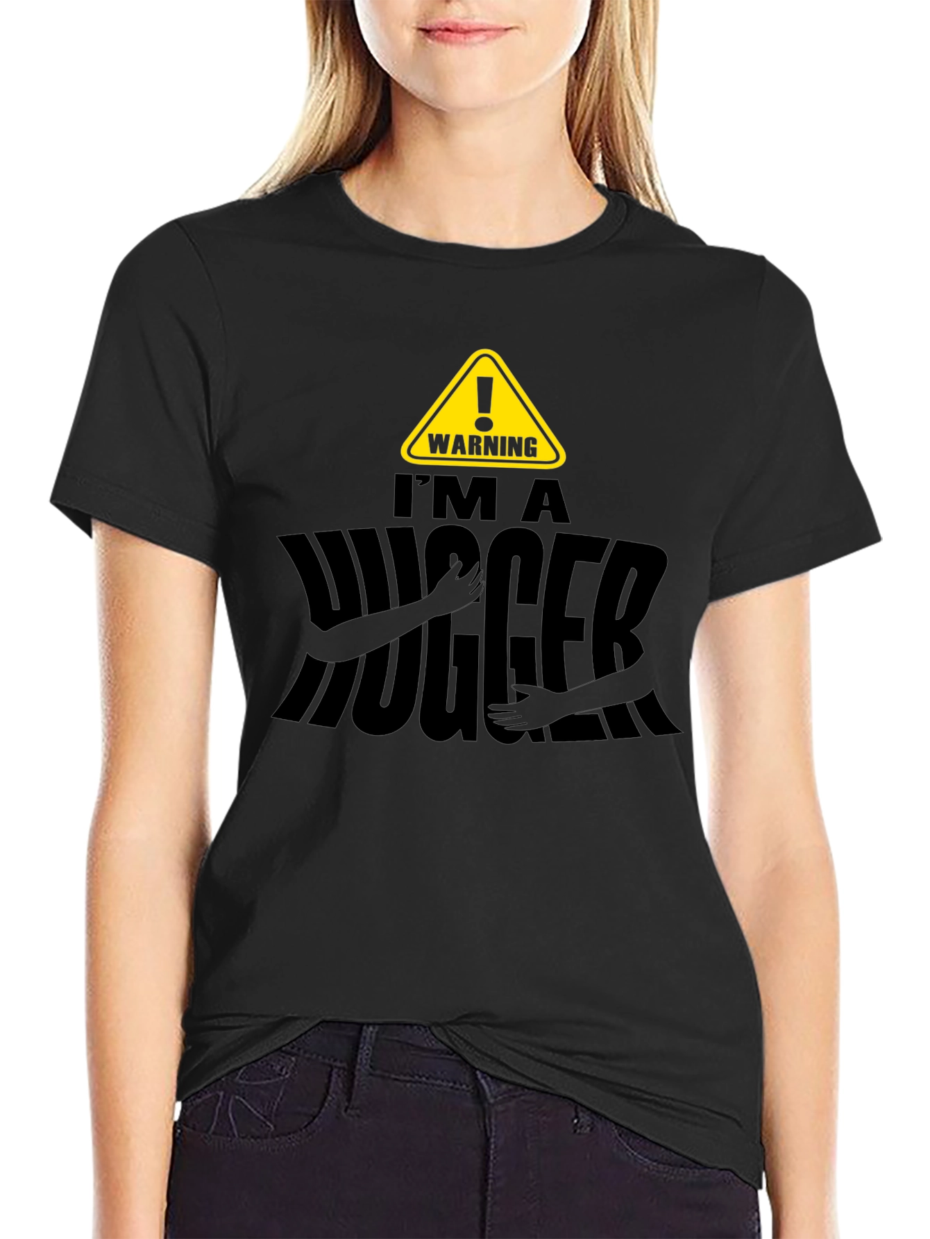 Warning Im A Hugger Mens Black T-Shirt