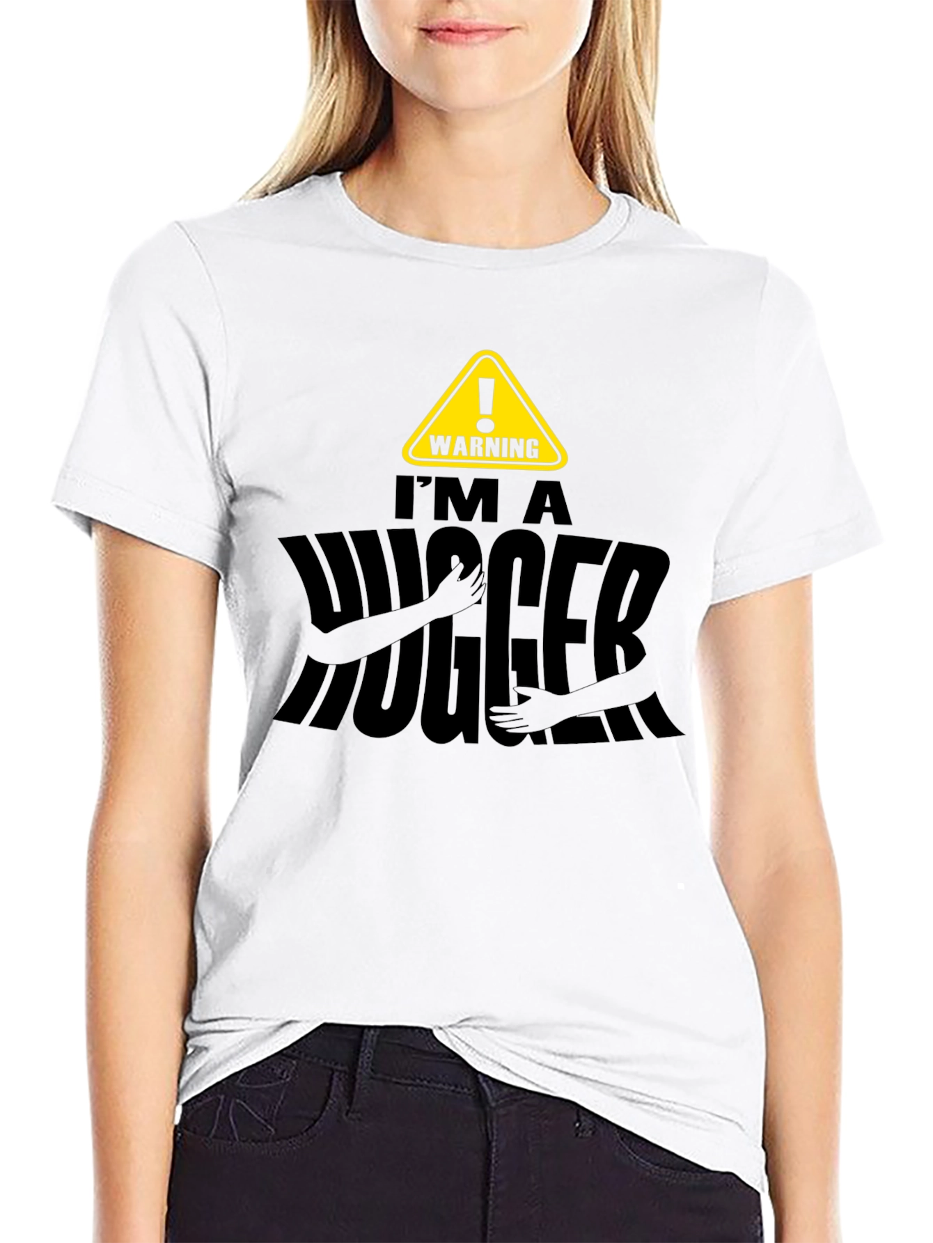 Warning Im A Hugger Mens Black T-Shirt