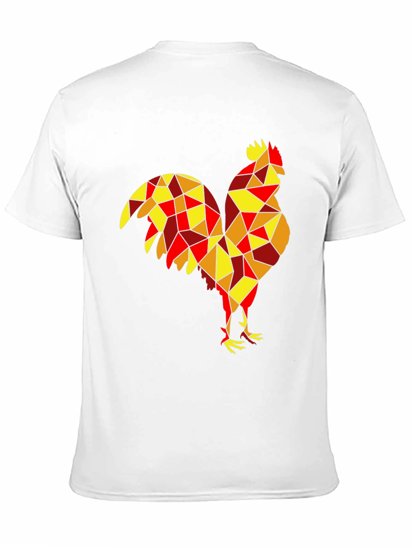 Geometric Rooster Graphic Tee - Black Cotton Shirt