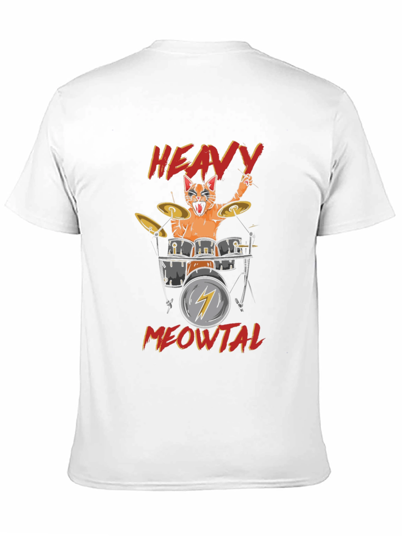 Heavy Meowtal Cat Drummer Black T-Shirt