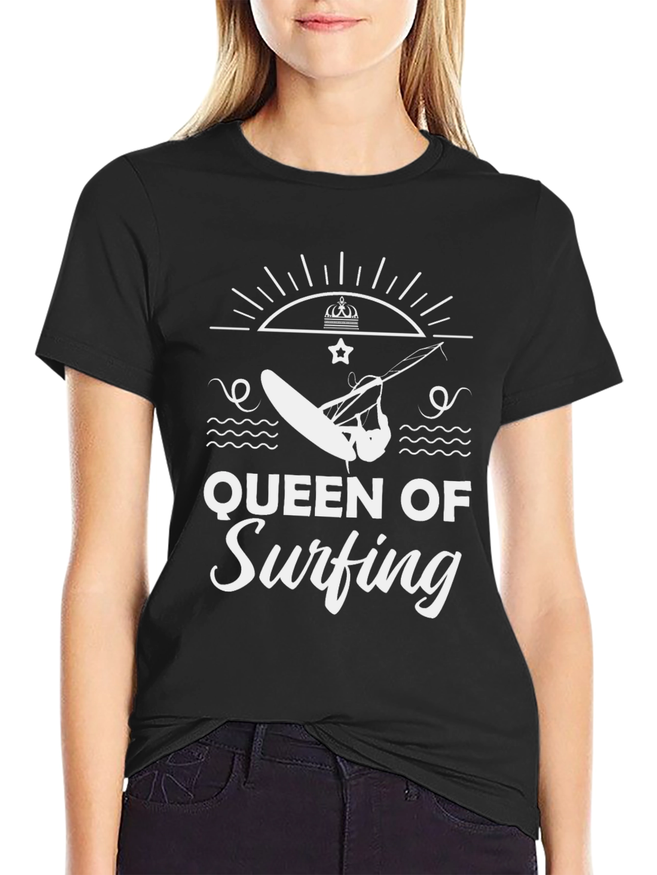 Queen of Surfing Graphic Tee - Black