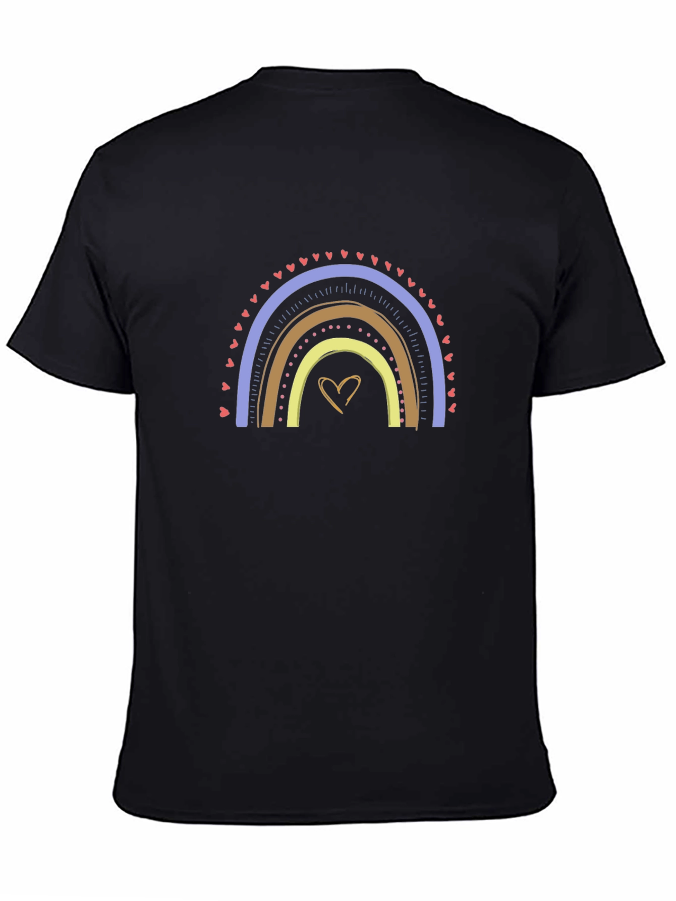 Rainbow Heart Graphic T-Shirt - Casual Black Tee
