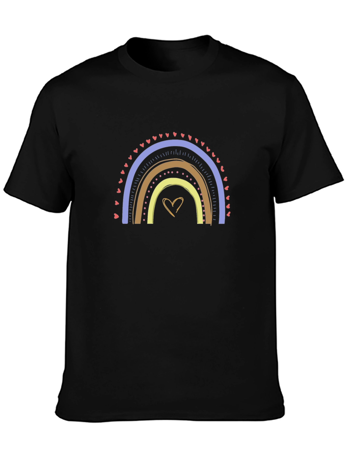 Rainbow Heart Graphic T-Shirt - Casual Black Tee