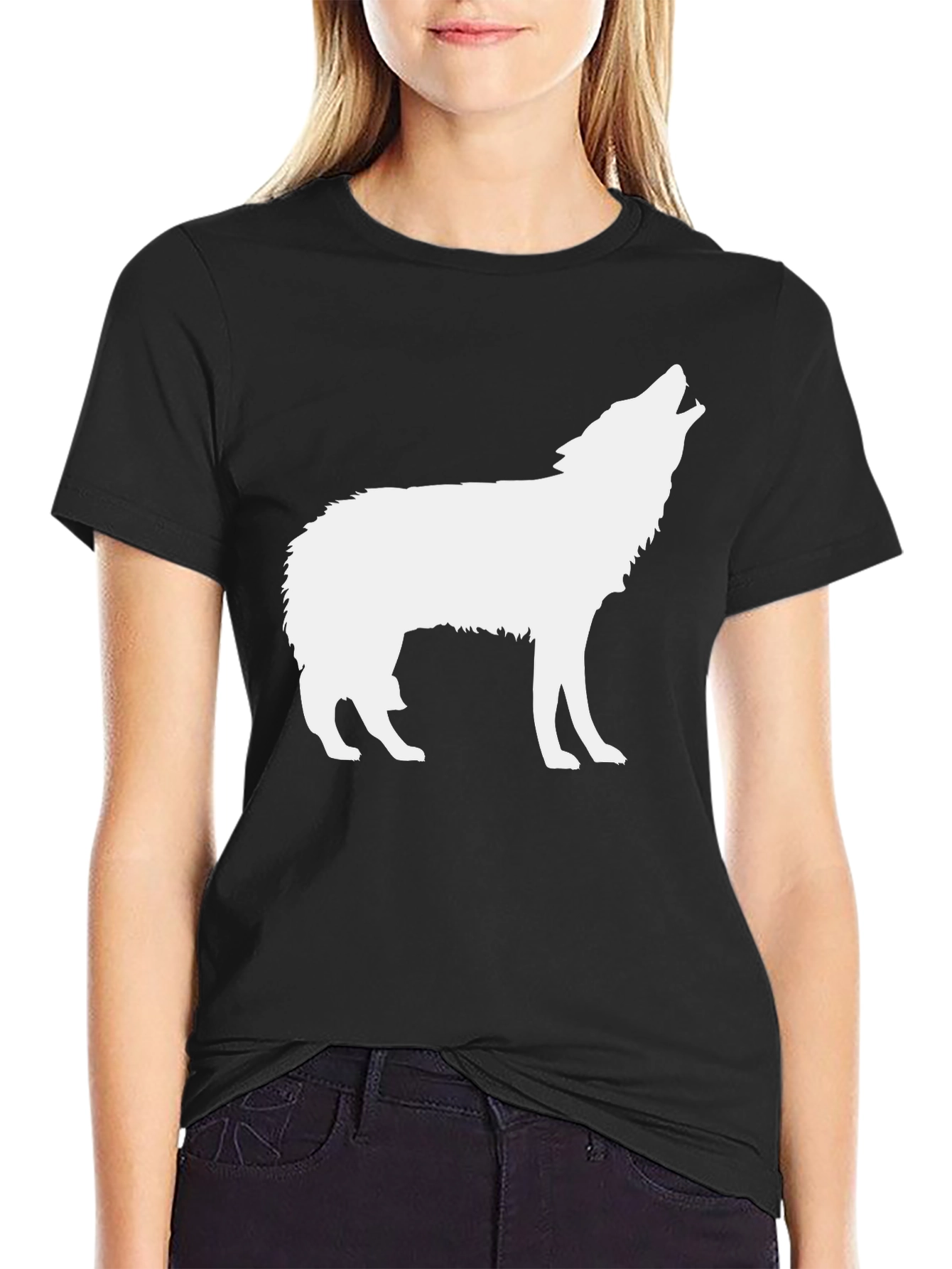 Black Wolf Silhouette Graphic T-Shirt