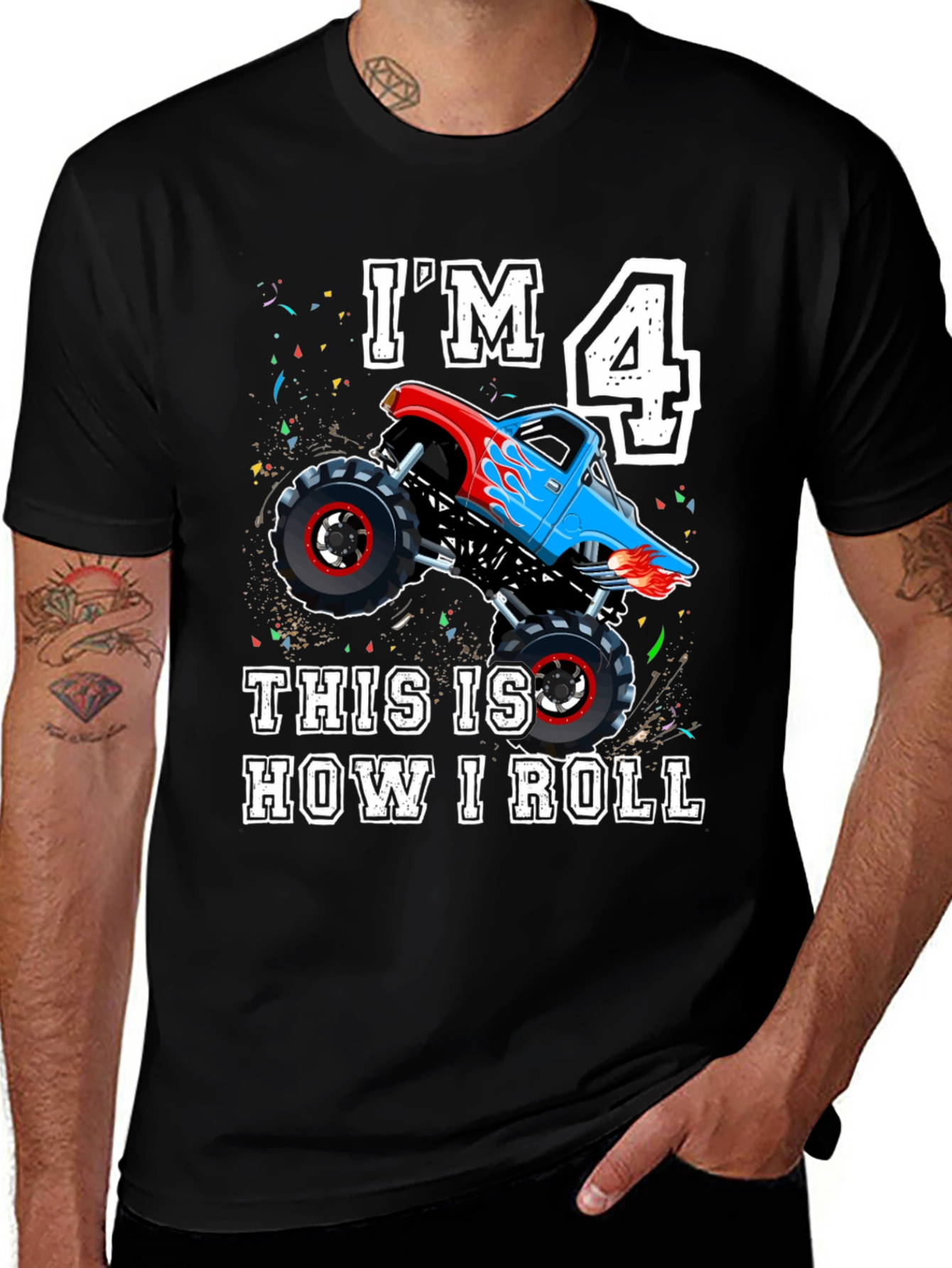 Im 4 Monster Truck Birthday Shirt