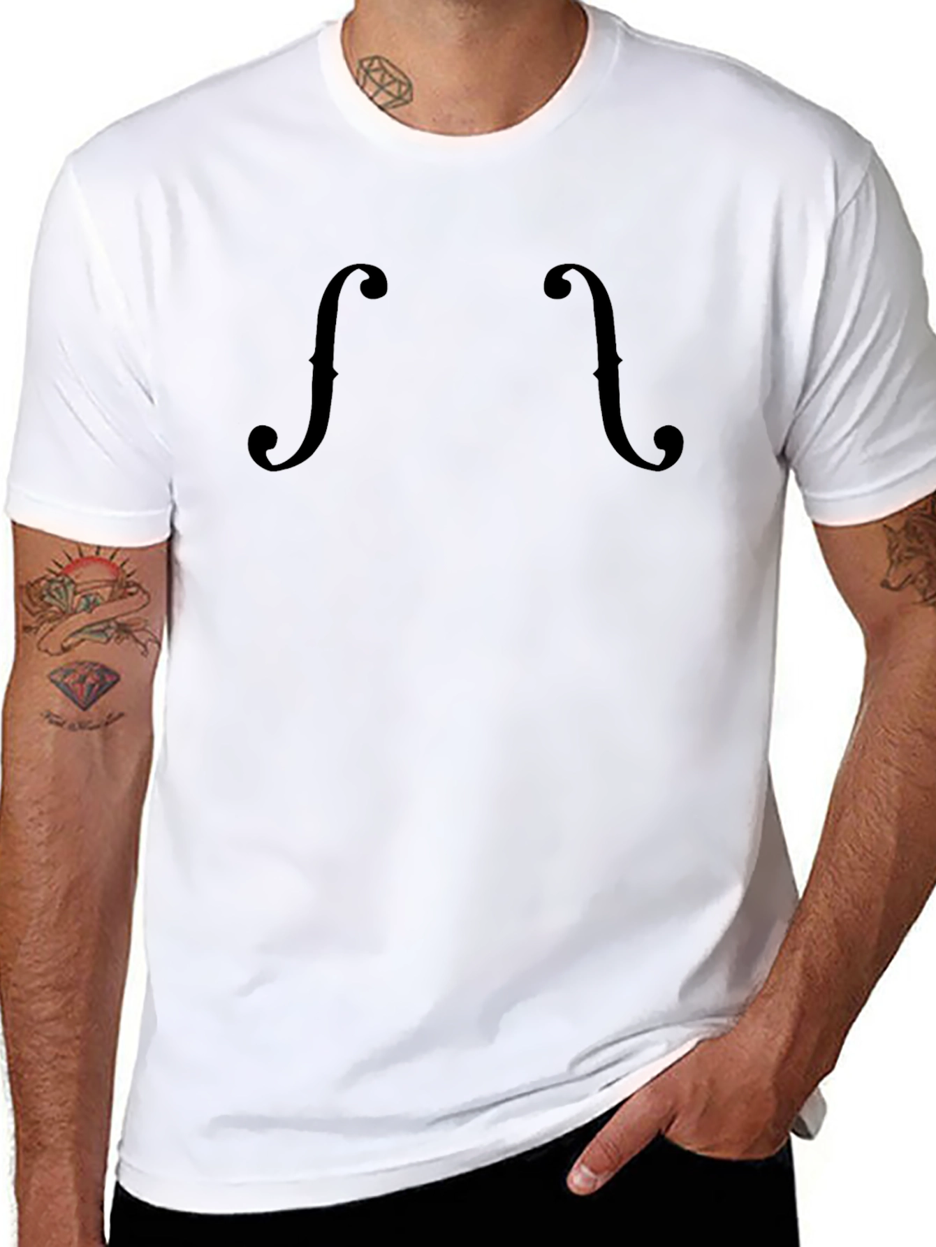 Stylish Black Violin F-Hole Graphic Tee