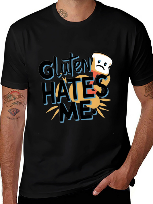 Gluten Hates Me Funny Graphic Tee - Black Unisex T-Shirt
