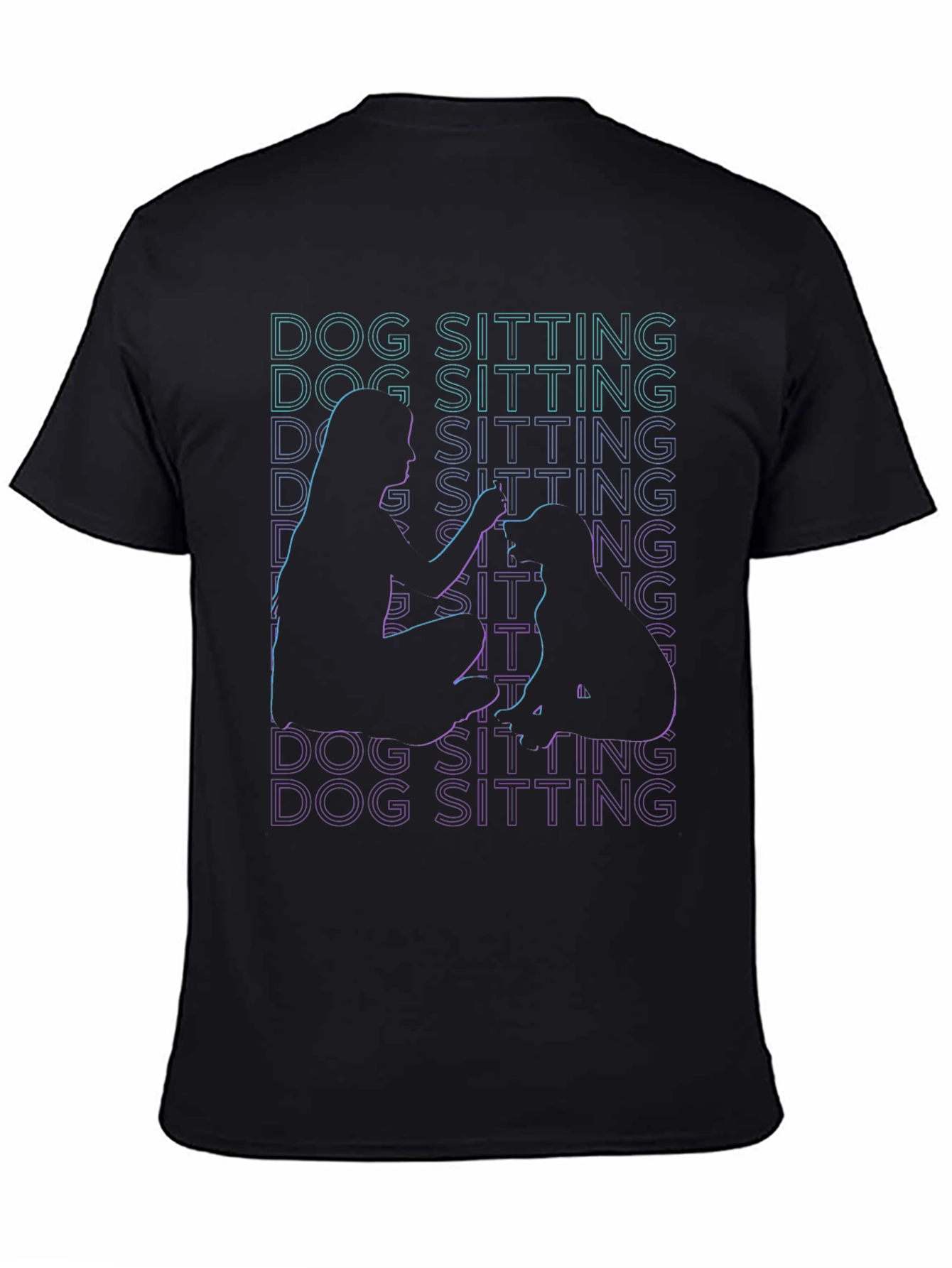 Dog Sitting Graphic T-Shirt - Black Crew Neck