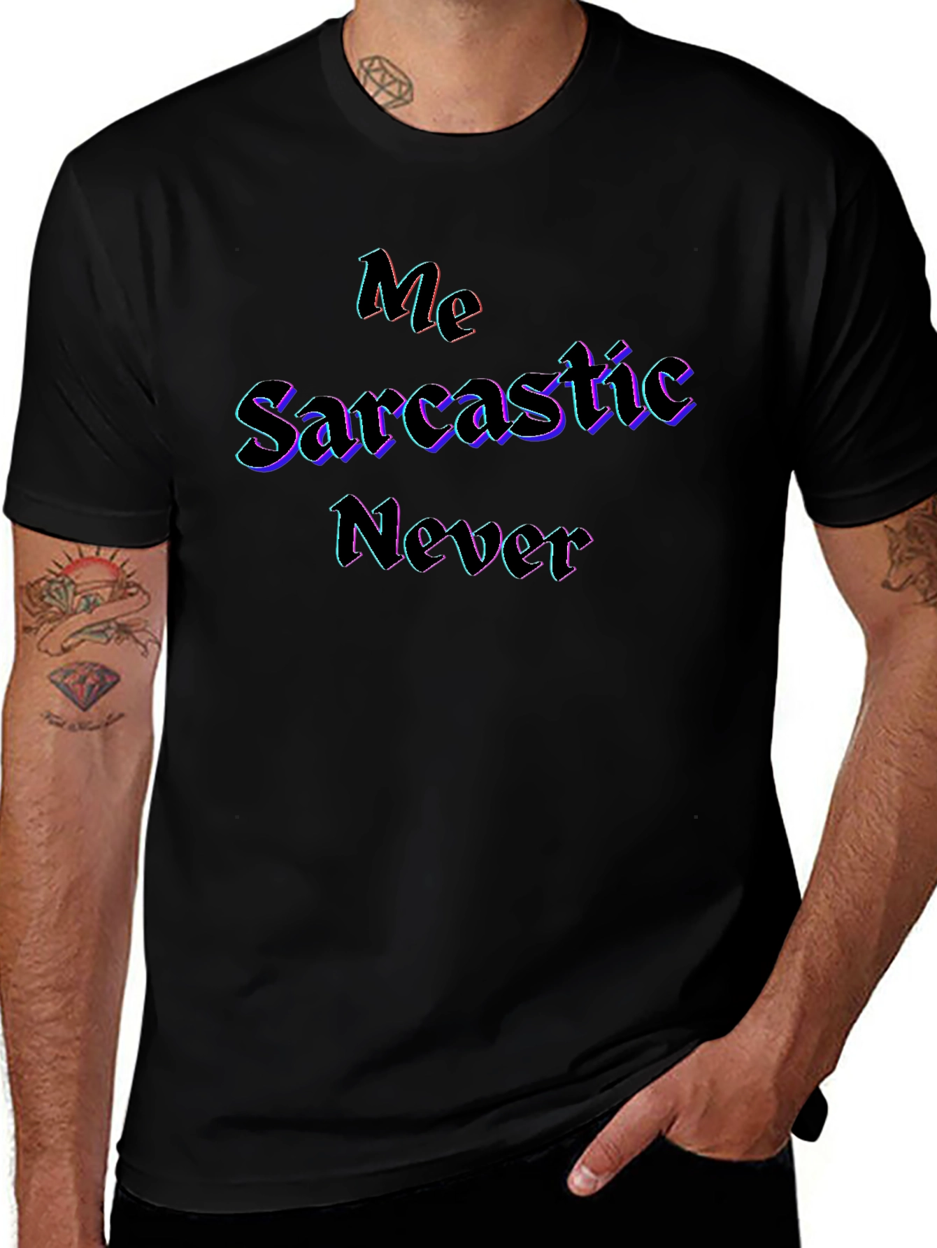 Sarcastic Never Graphic Black T-Shirt