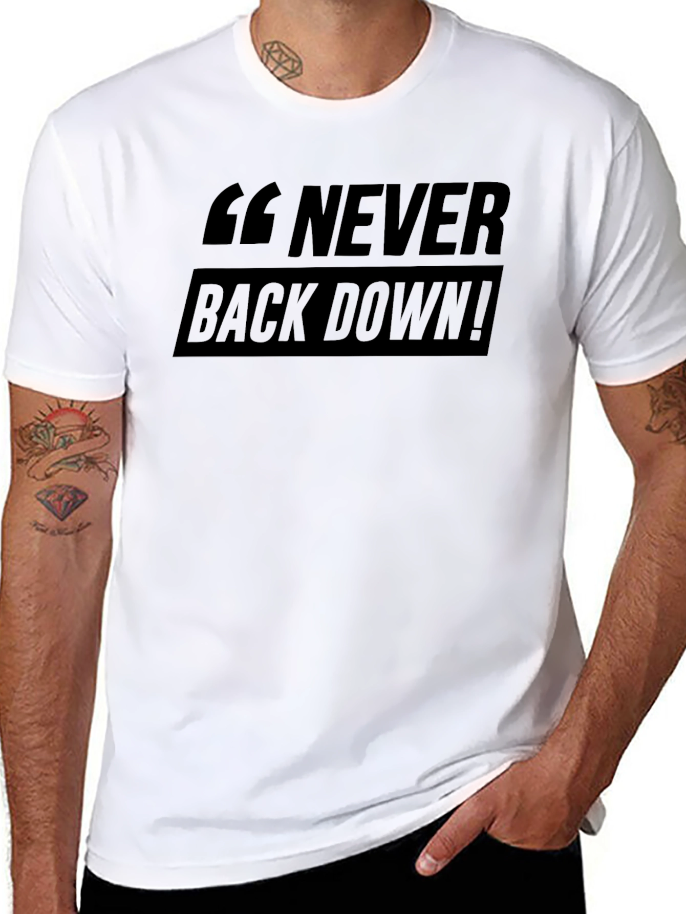 Never Back Down! Graphic Black T-Shirt