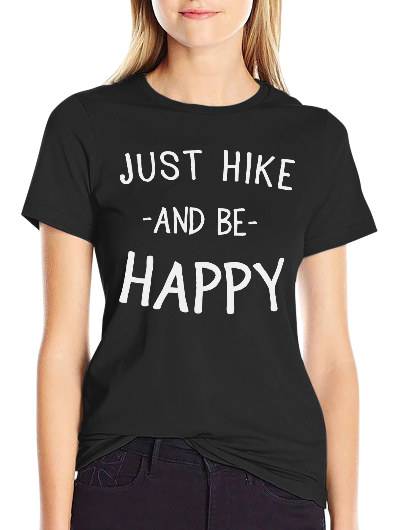 Just Hike And Be Happy Black Graphic Tee