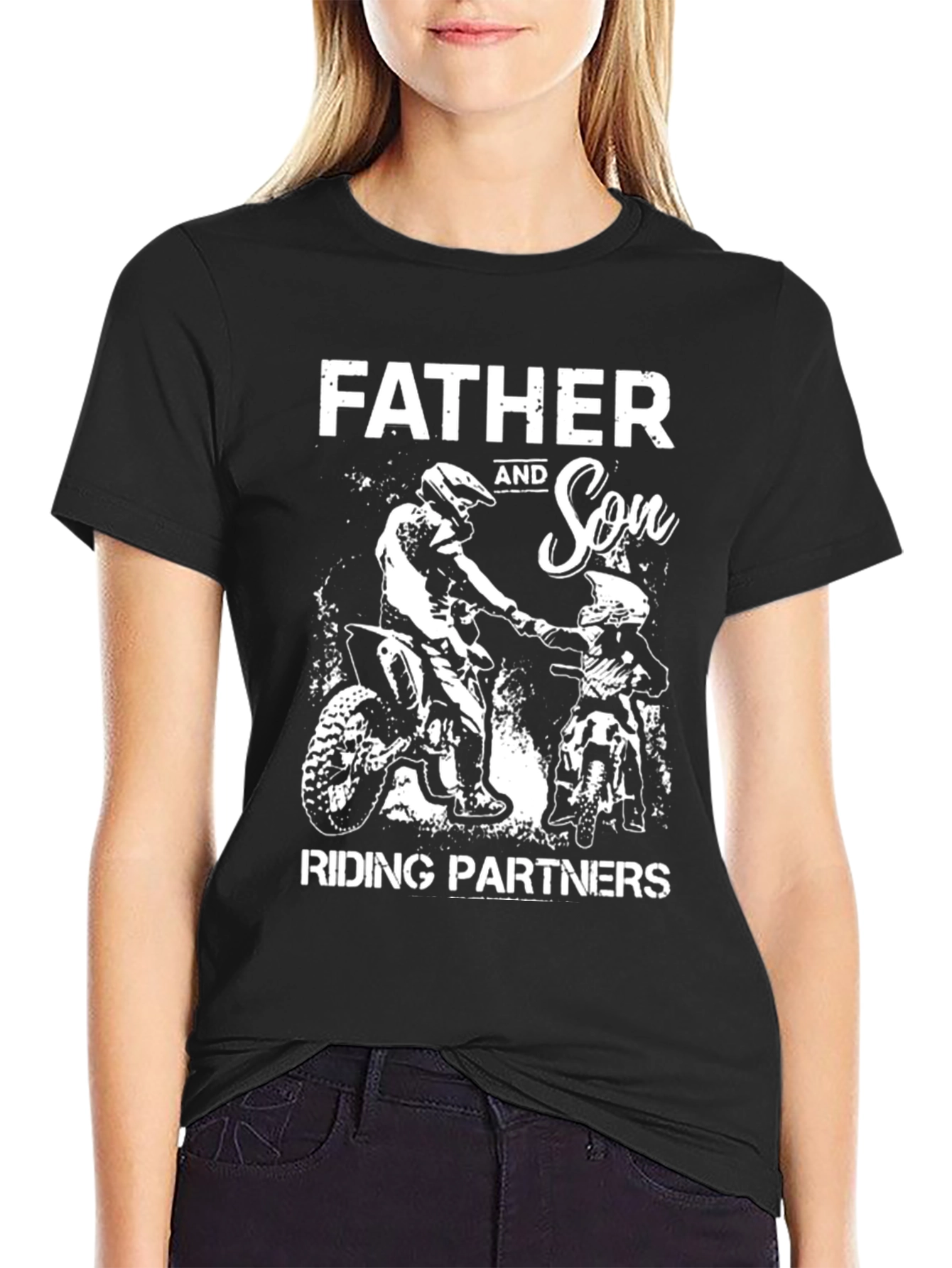 Father and Son Riding Partners Graphic Tee