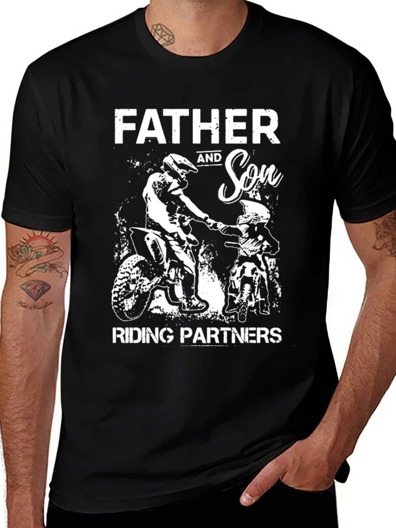 Father and Son Riding Partners Graphic Tee