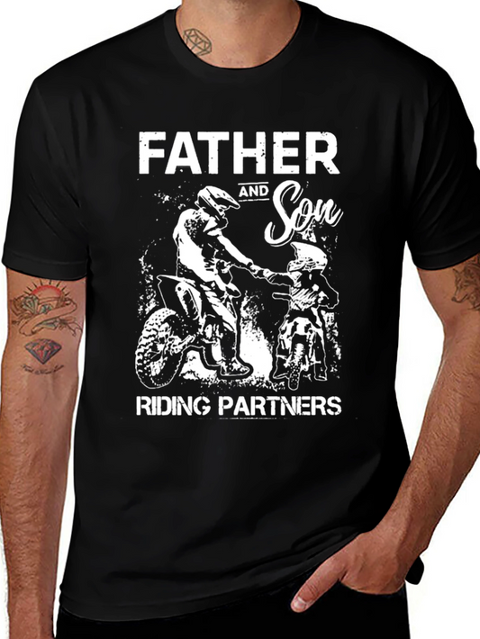 Father and Son Riding Partners Graphic Tee