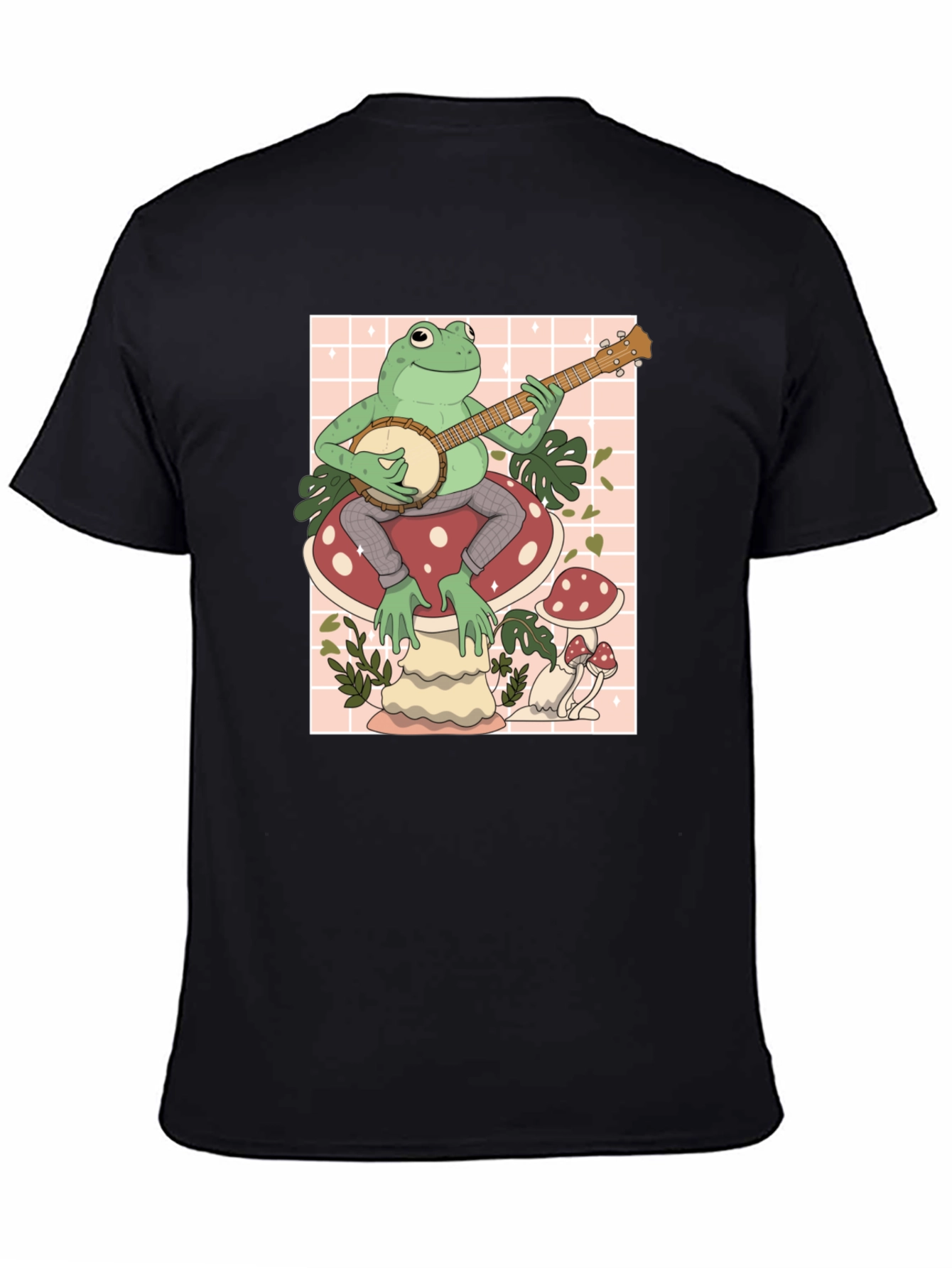 Frog on Mushroom Playing Banjo Graphic Tee