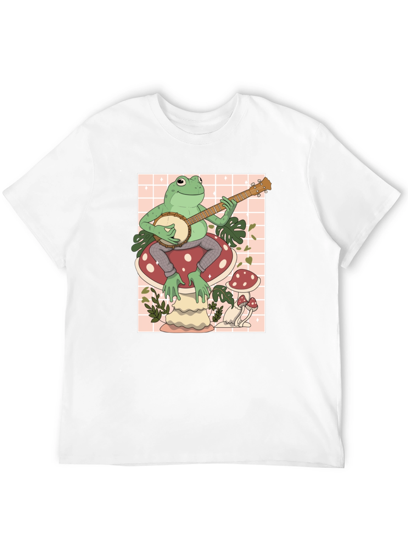 Frog on Mushroom Playing Banjo Graphic Tee
