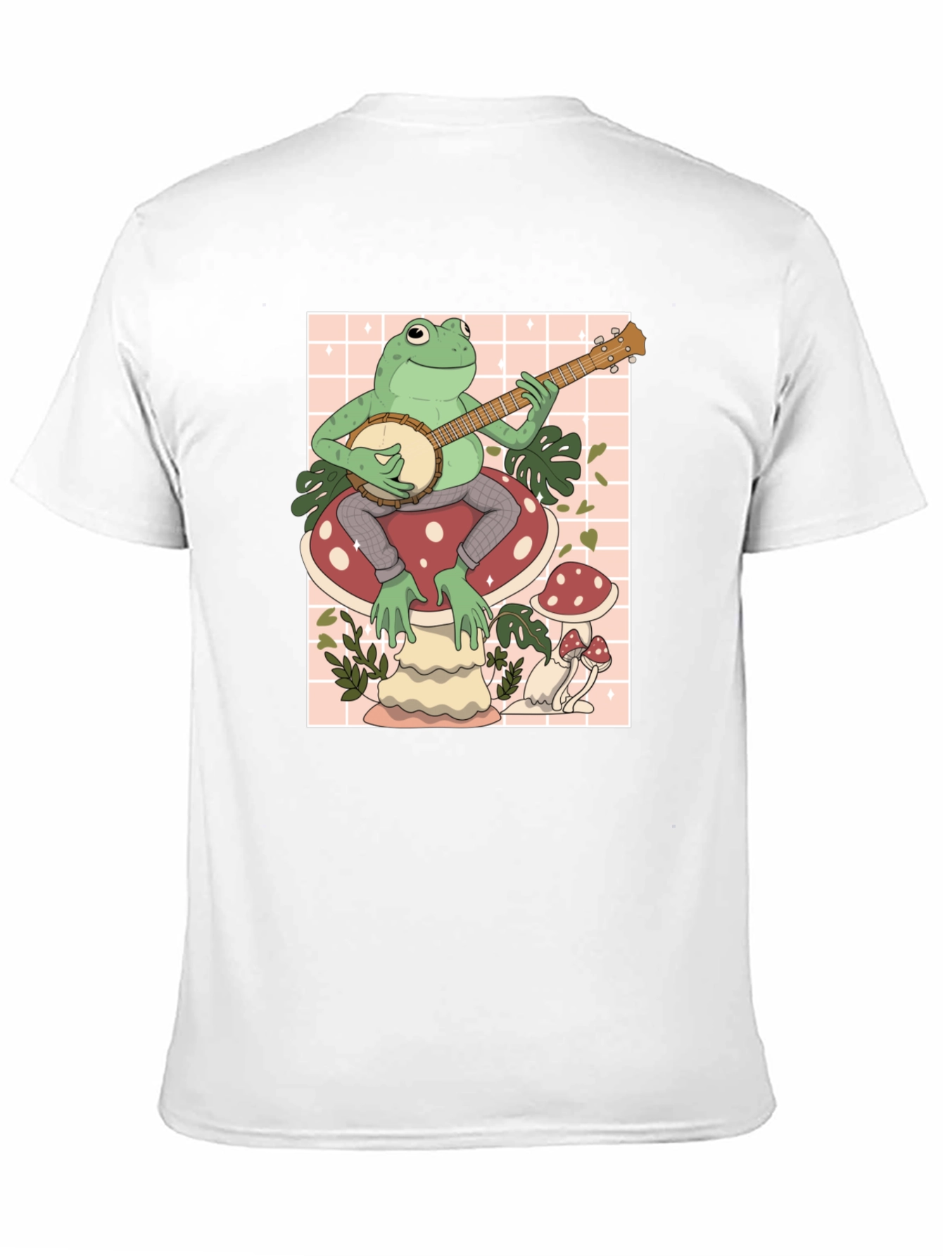 Frog on Mushroom Playing Banjo Graphic Tee