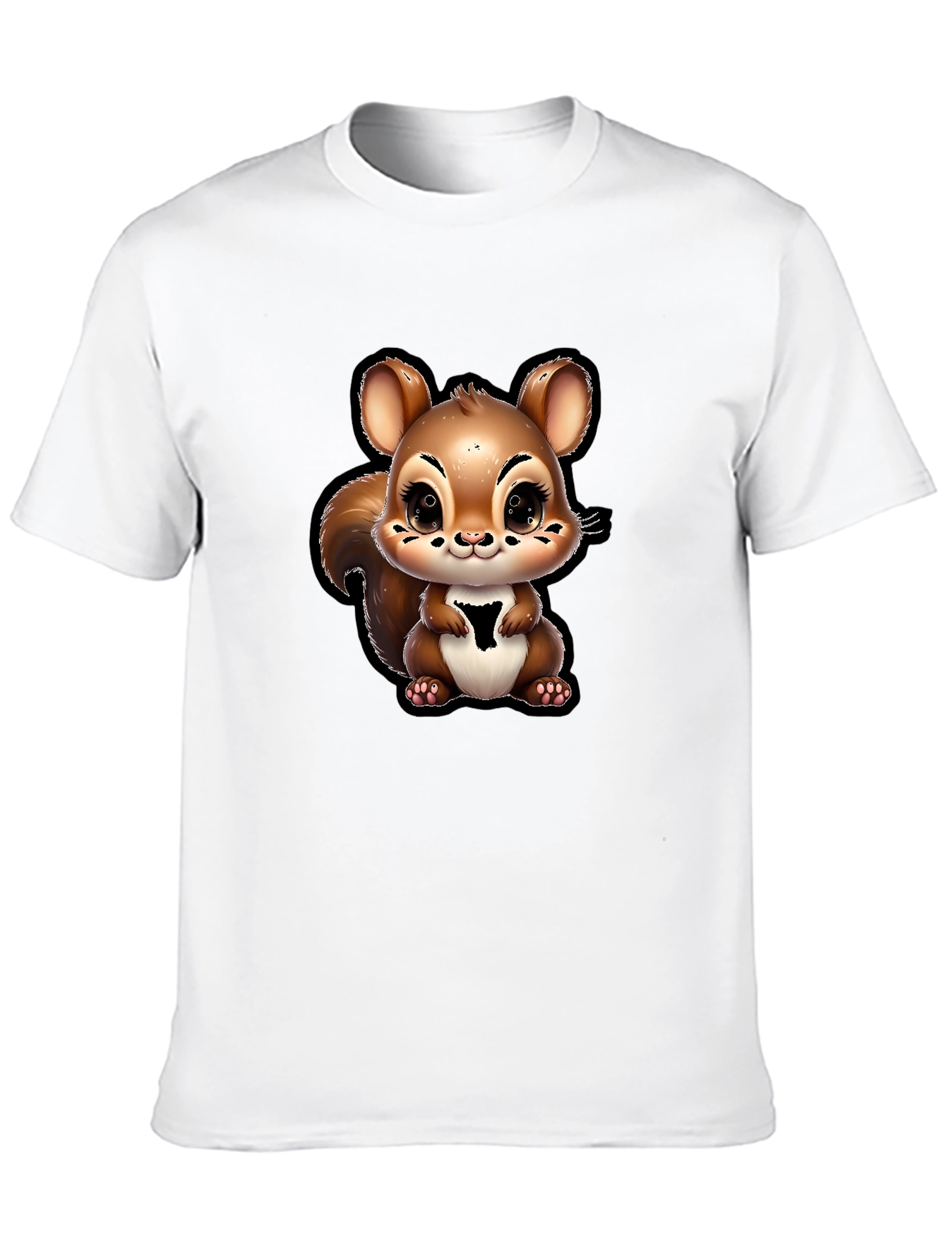 Cute Squirrel Graphic T-Shirt - Black
