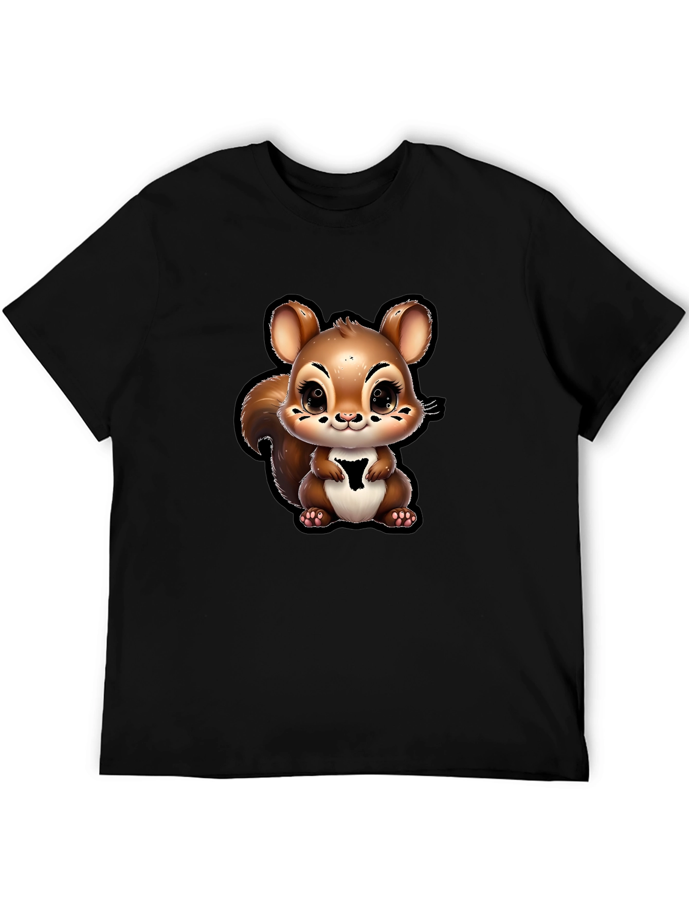 Cute Squirrel Graphic T-Shirt - Black