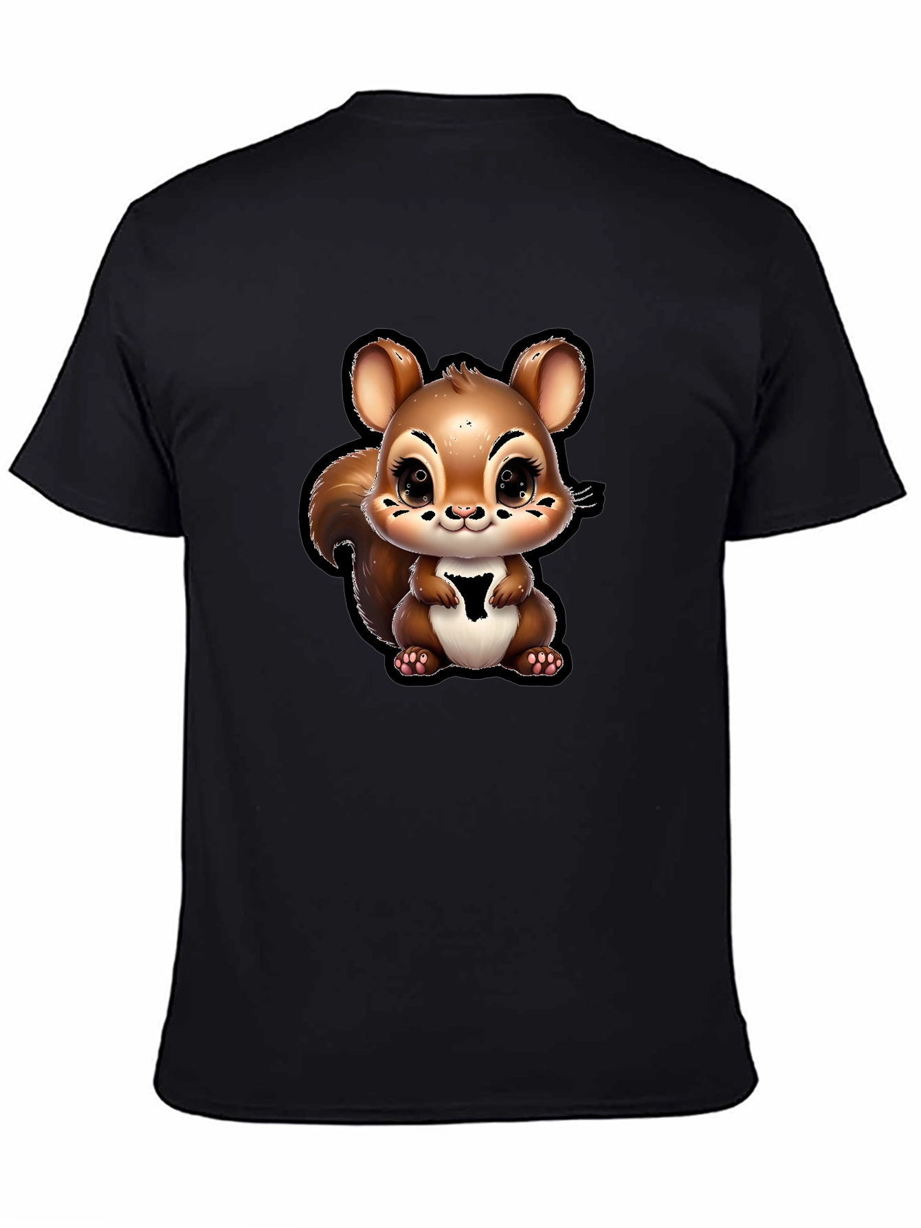 Cute Squirrel Graphic T-Shirt - Black