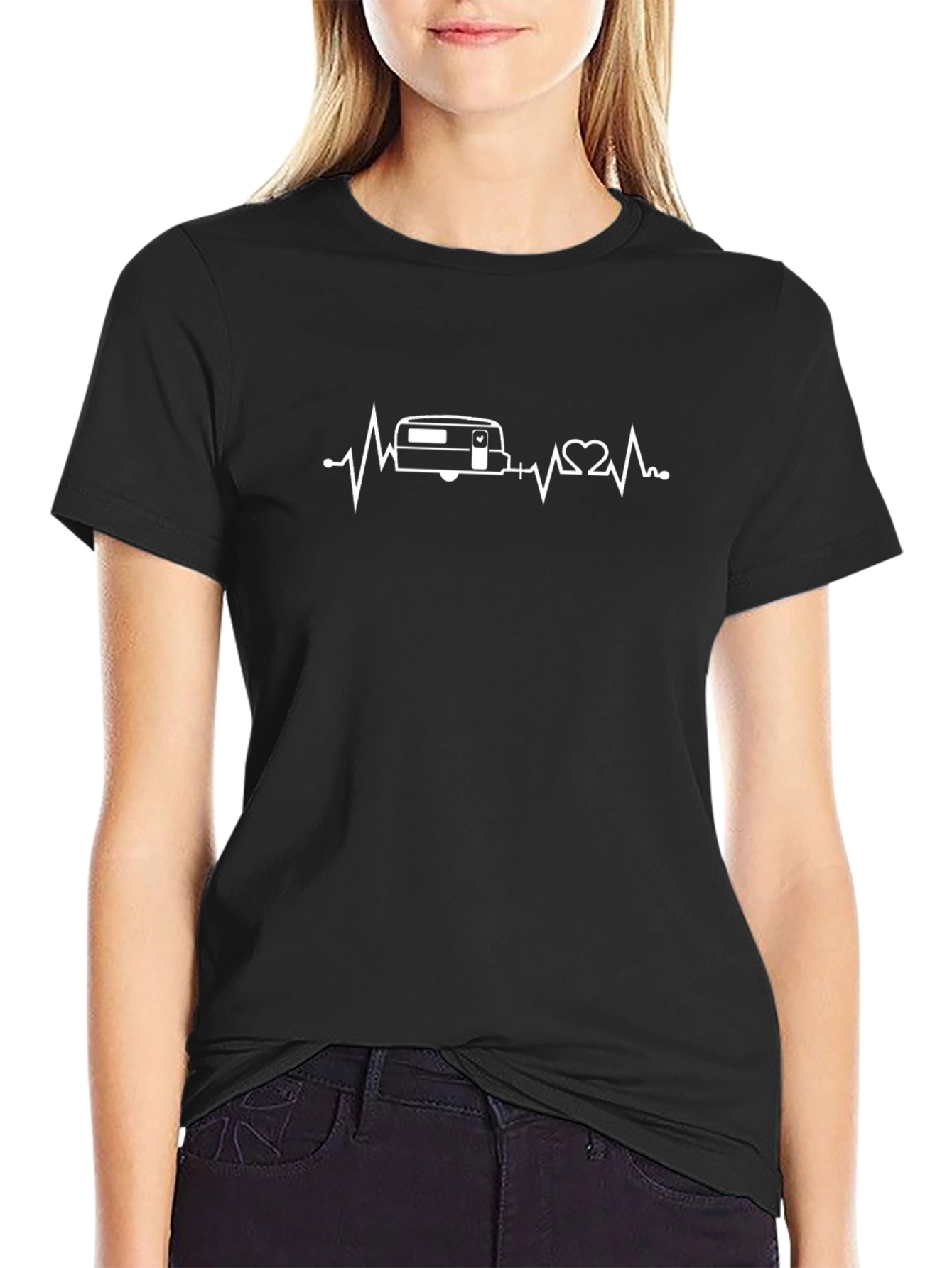 Camper Heartbeat T-Shirt - RV Love
