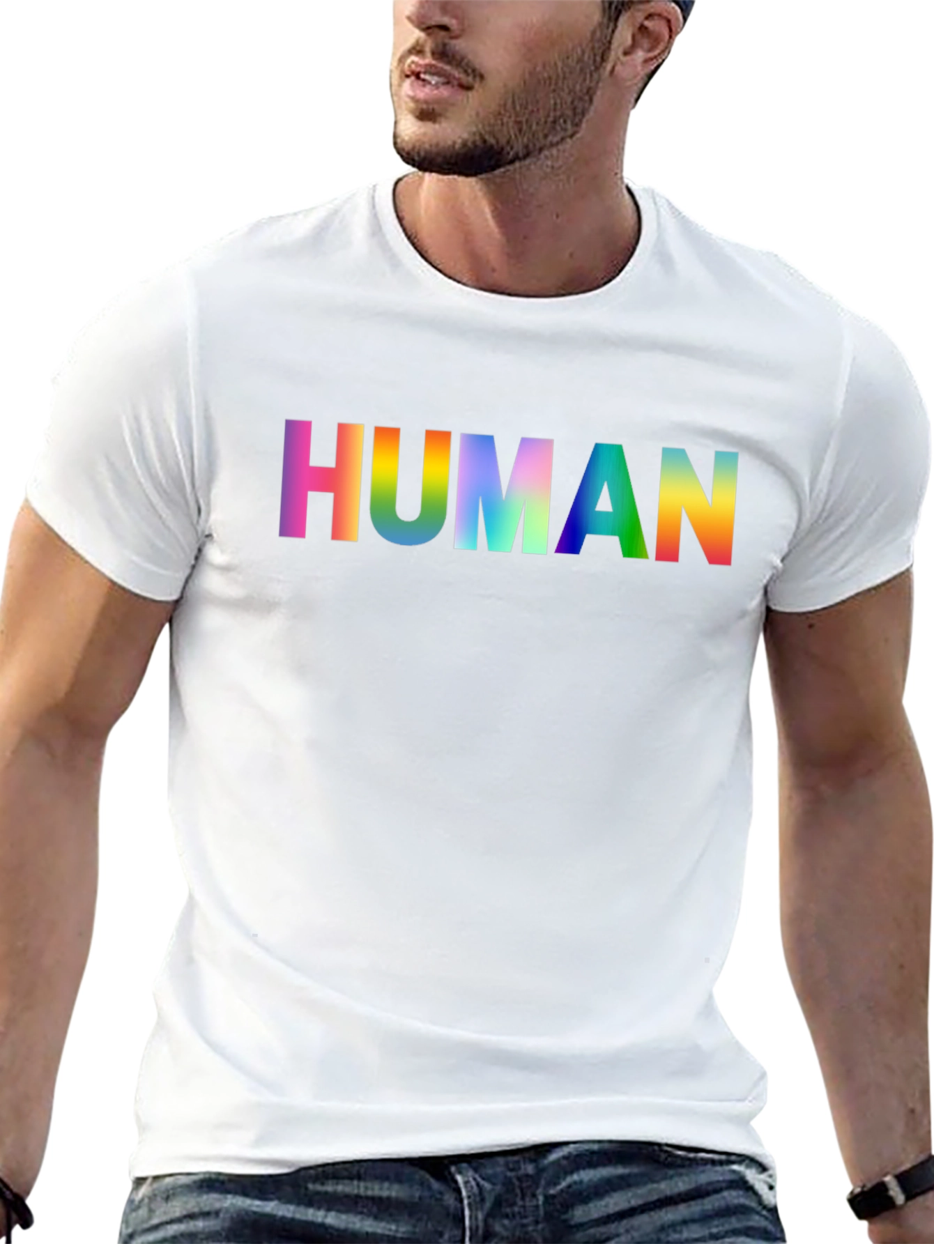 Rainbow HUMAN Graphic Tee - Pride Shirt