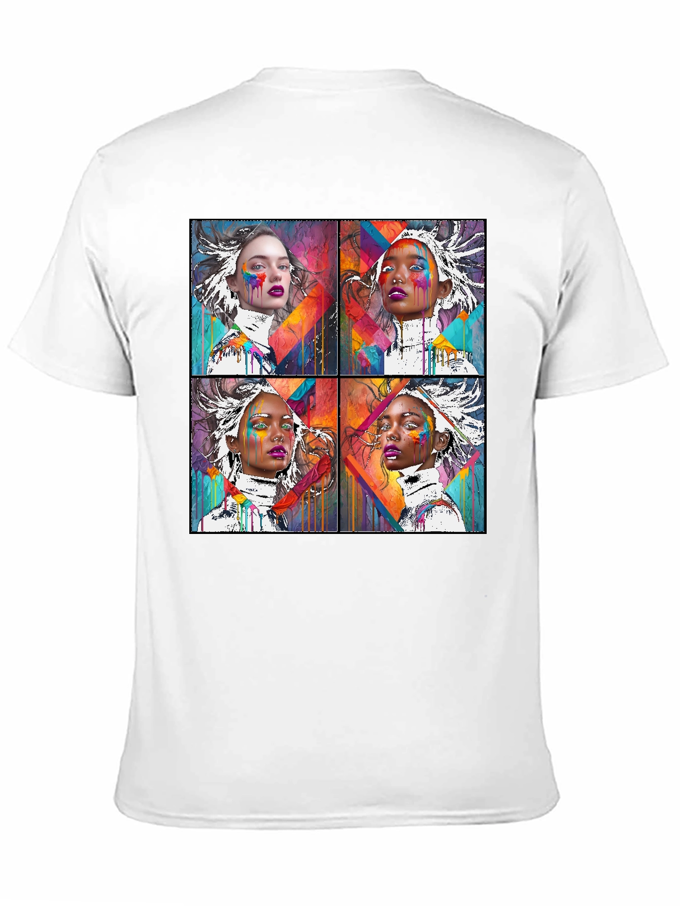 Abstract Art Faces Graphic Black T-Shirt