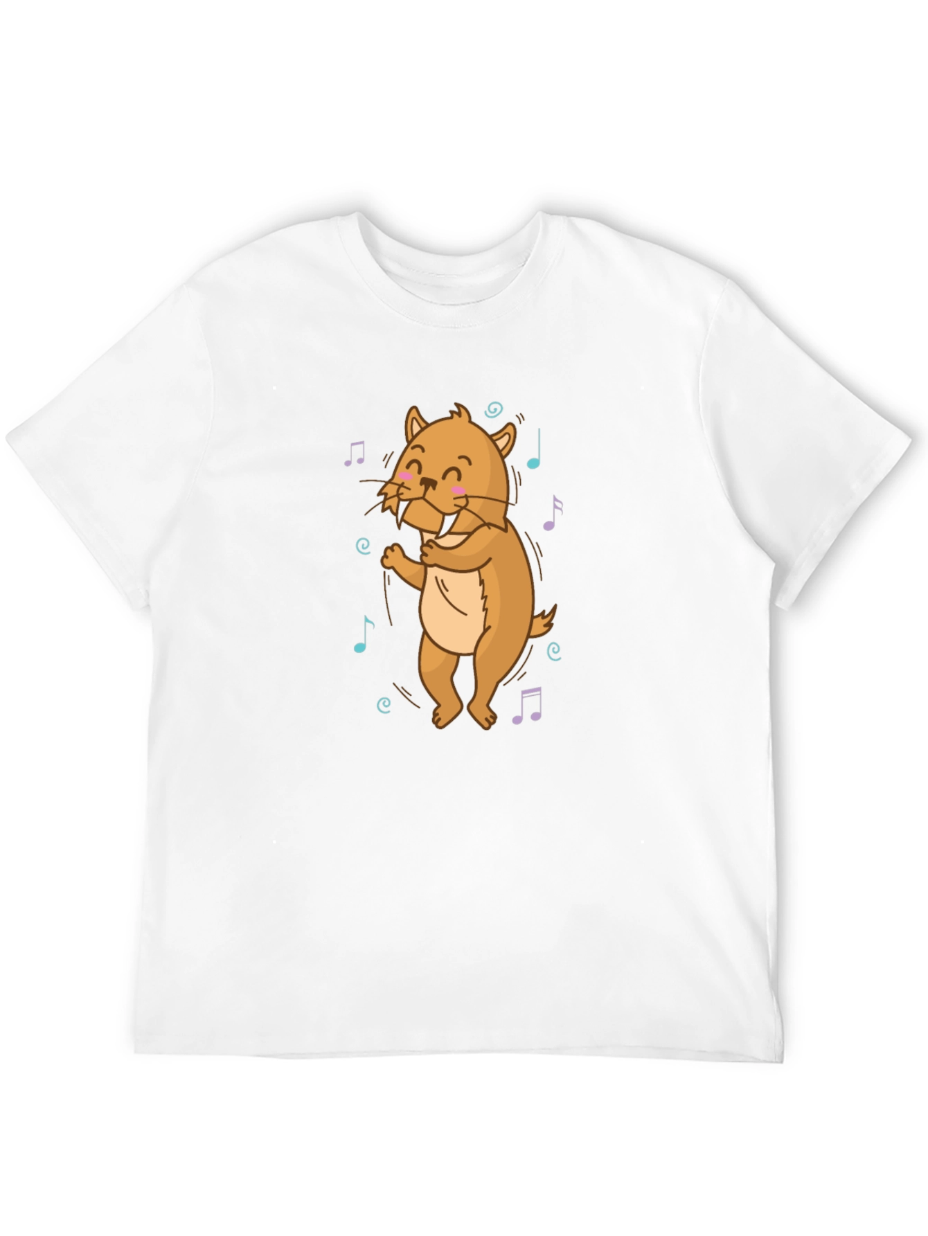 Dancing Walrus Music Notes Black T-Shirt
