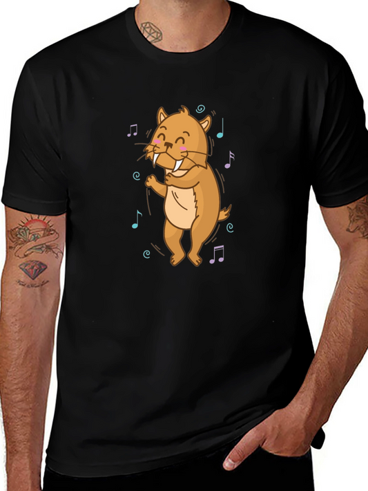 Dancing Walrus Music Notes Black T-Shirt