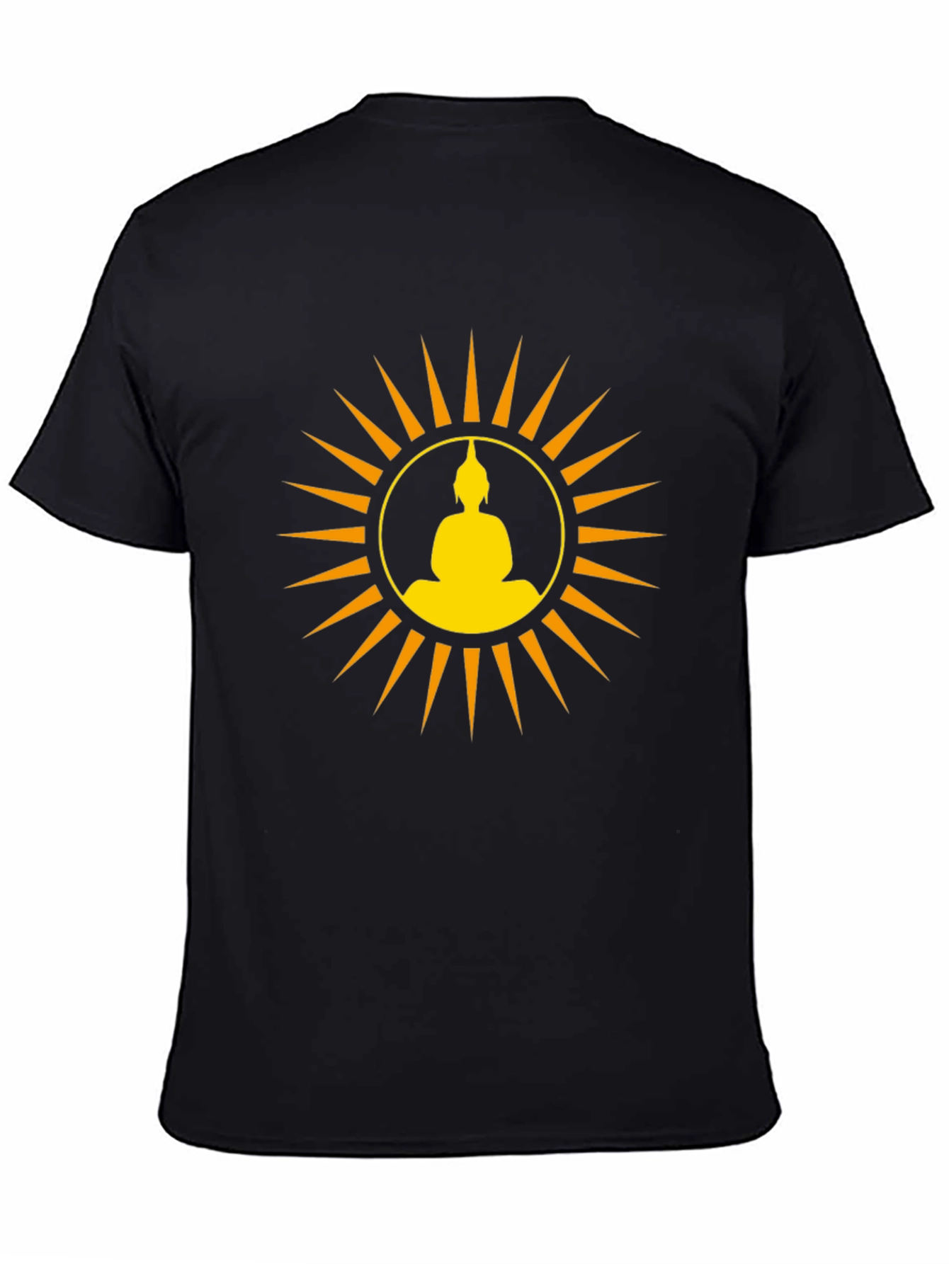 Buddha Sun Graphic Tee - Black Cotton Comfort