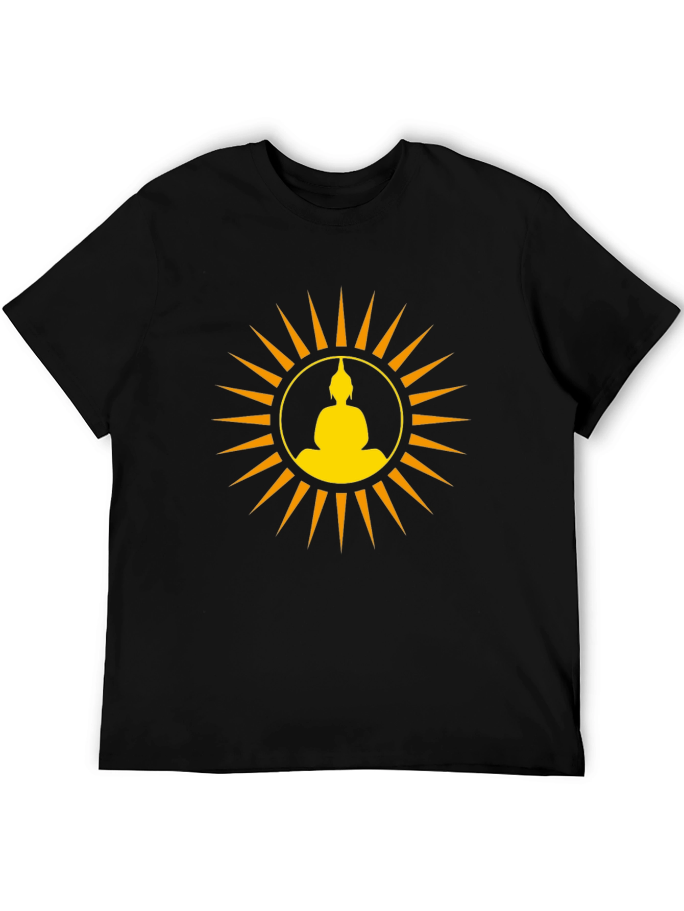 Buddha Sun Graphic Tee - Black Cotton Comfort