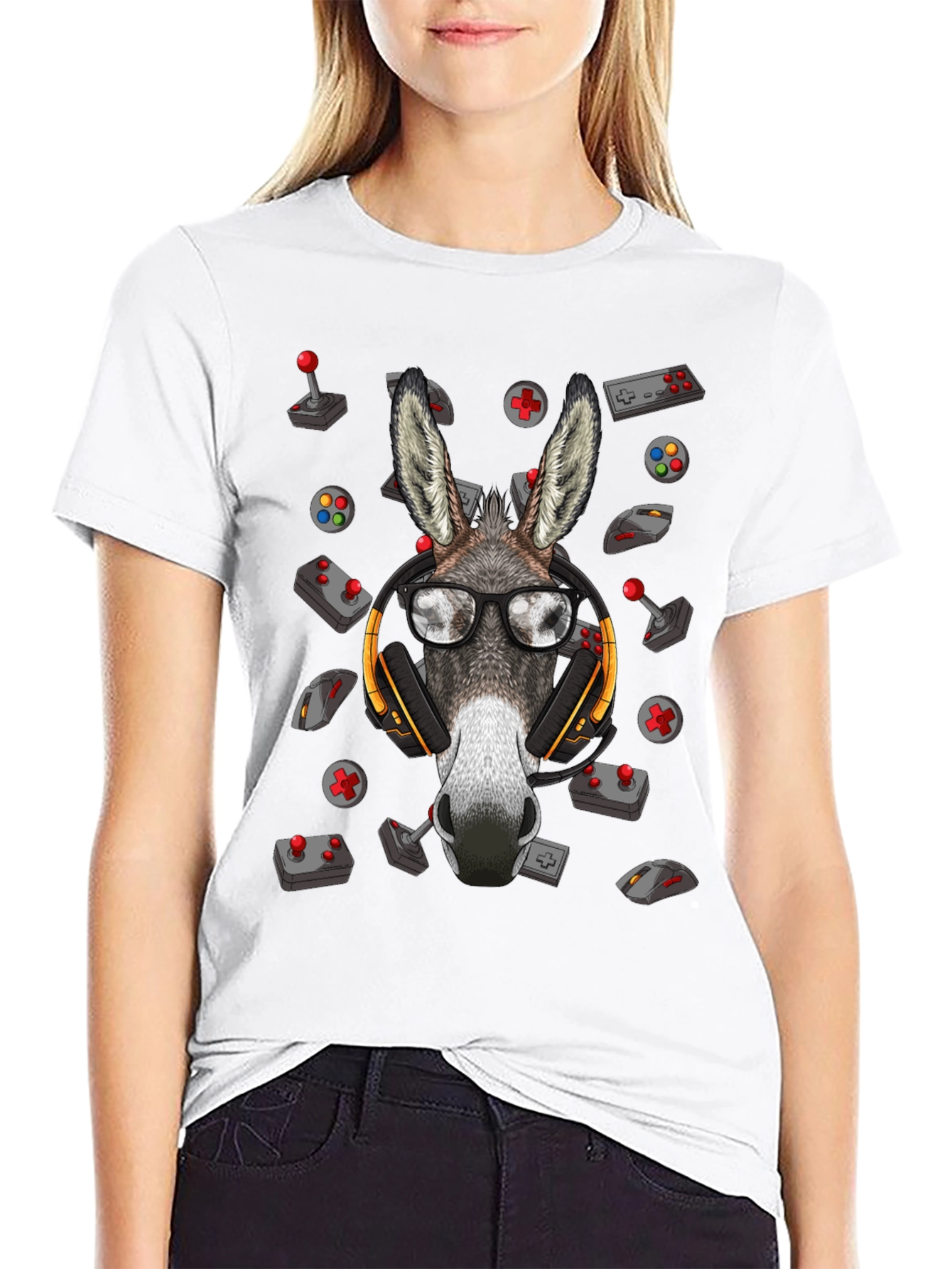 Gamer Donkey Graphic Tee - Black Cotton T-Shirt
