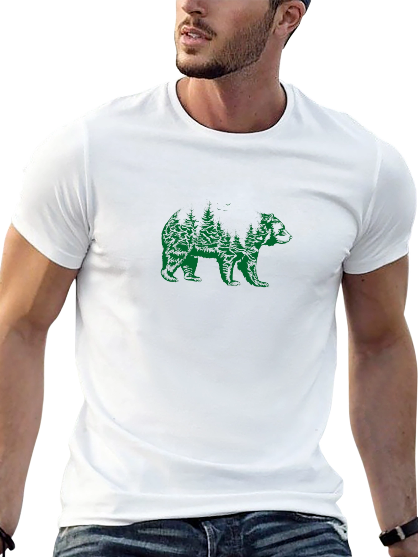 Bear & Forest Graphic Black T-Shirt