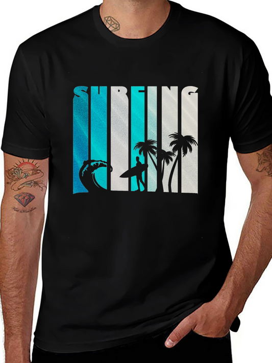Surfing Graphic Print Crew Neck T-Shirt