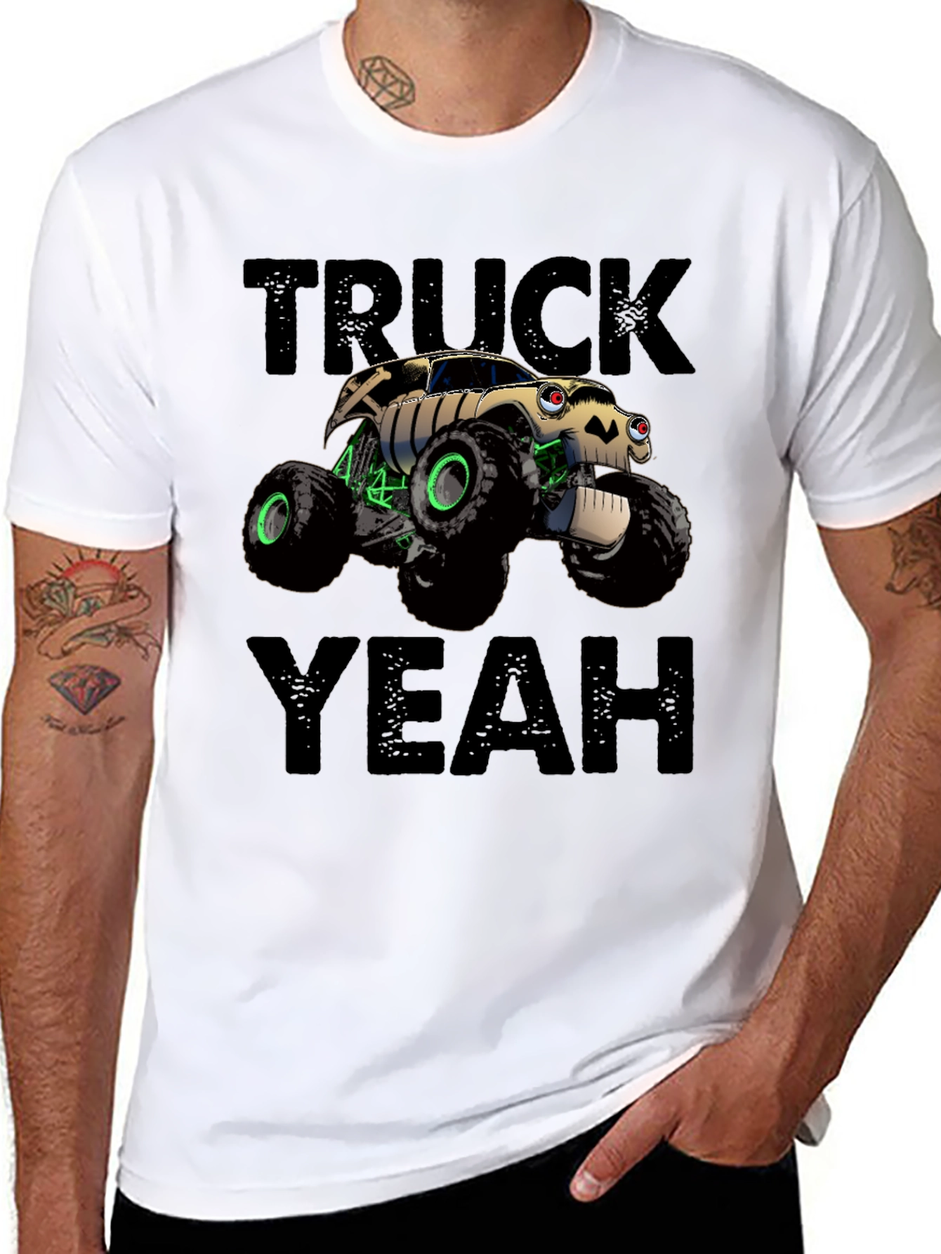 Truck Yeah Black Graphic Tee for Men
