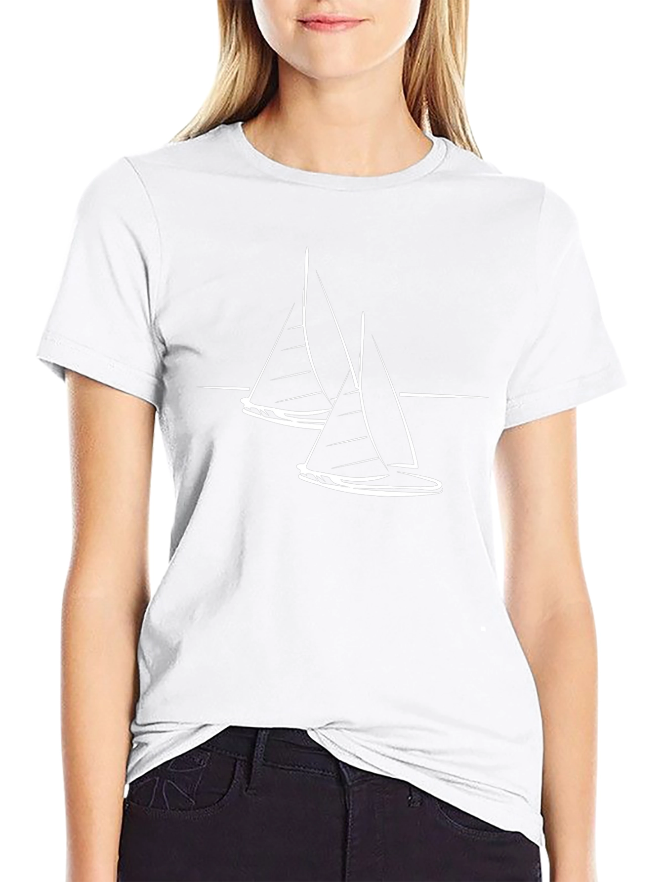 Nautical Sailboat Graphic Tee - Black Cotton T-Shirt