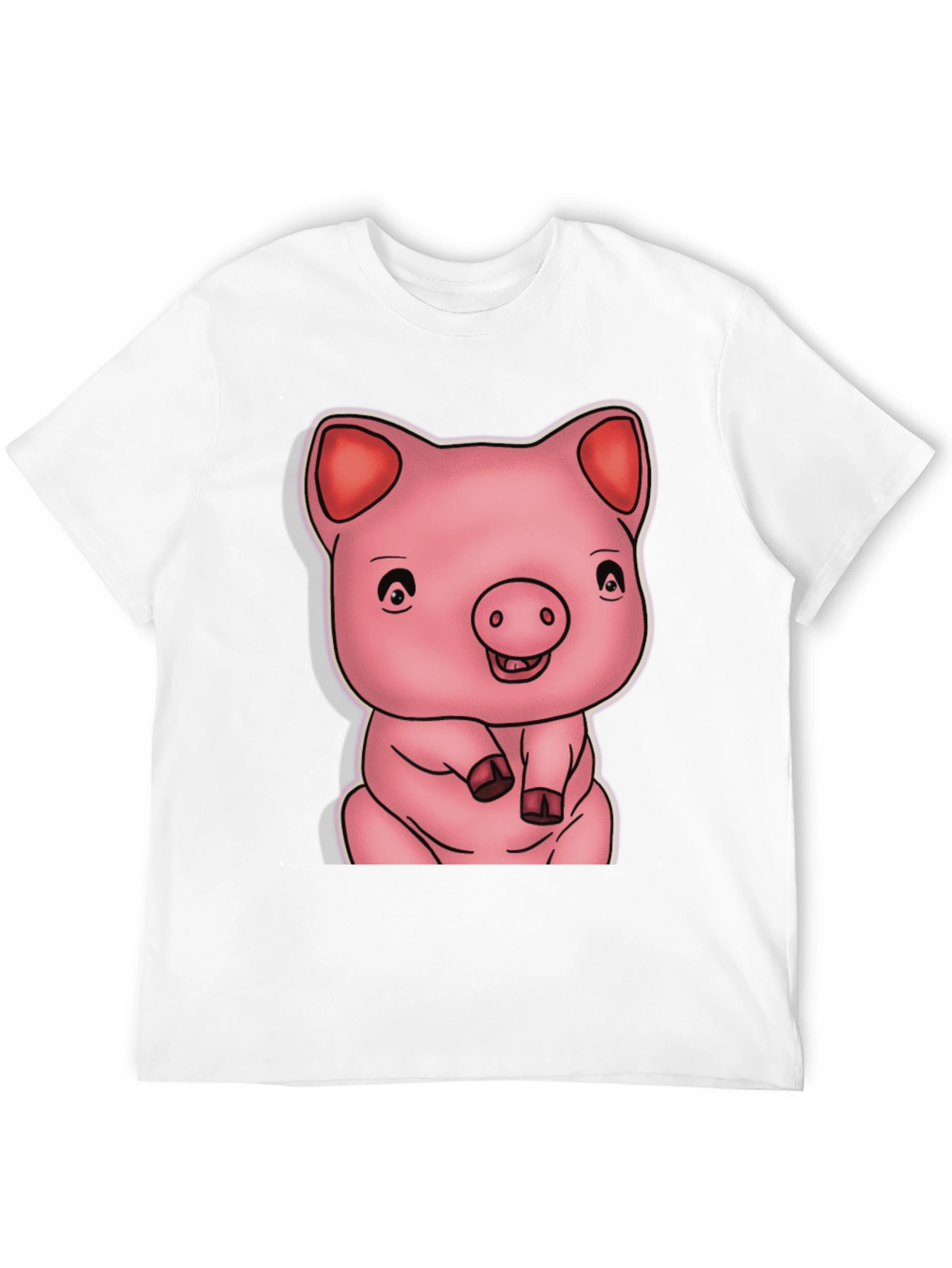 Cute Pig Graphic Black T-Shirt
