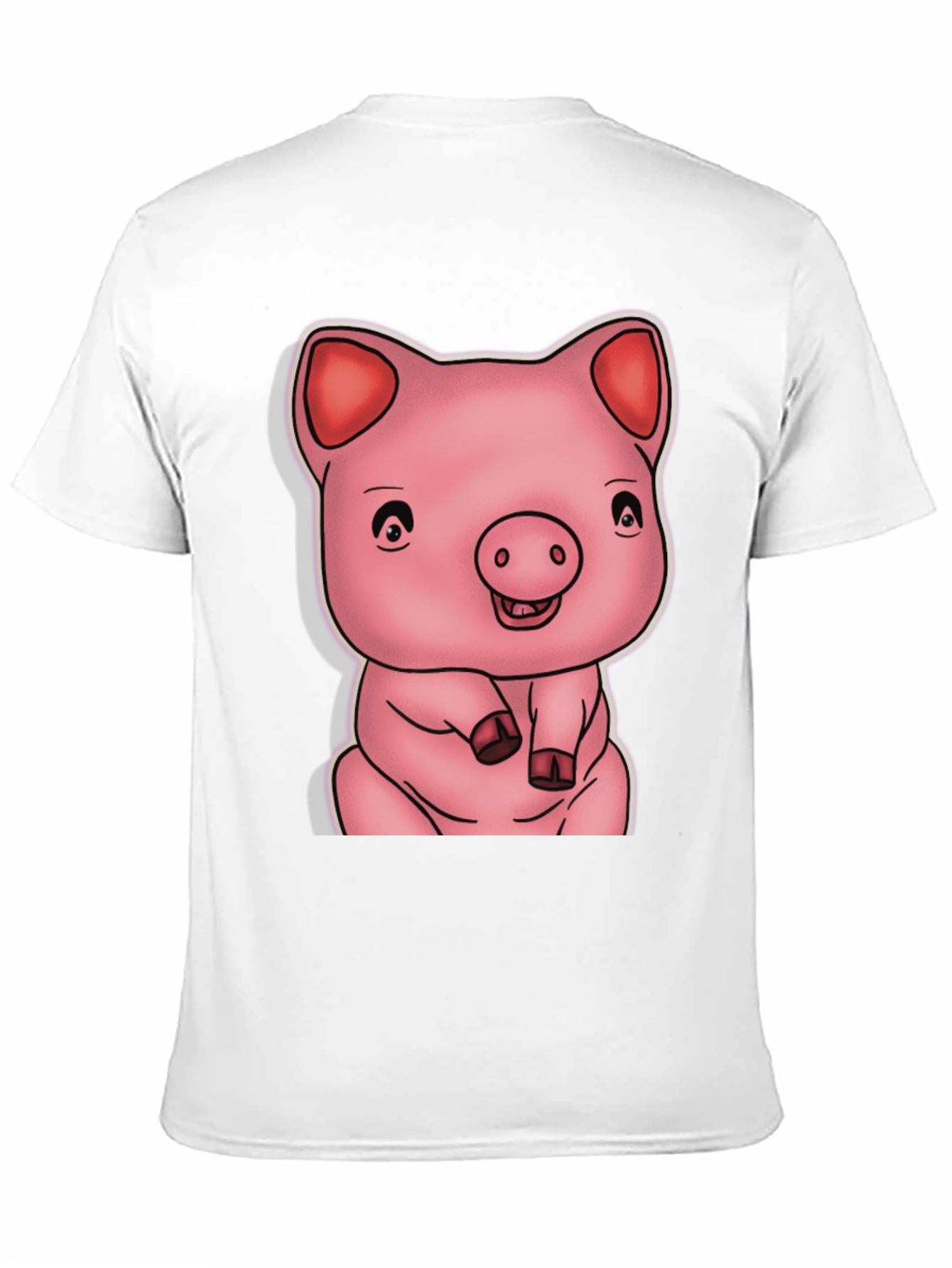 Cute Pig Graphic Black T-Shirt