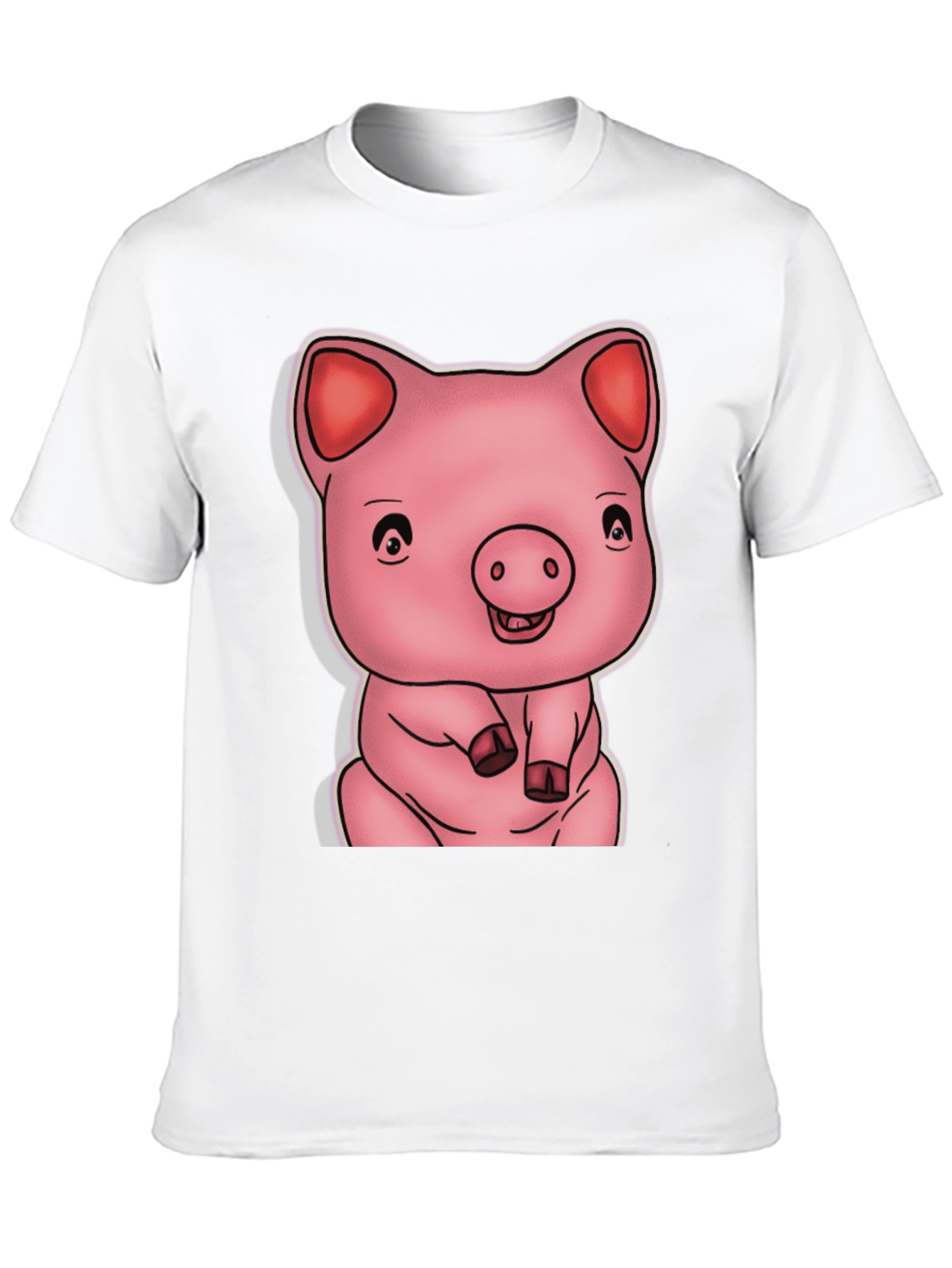 Cute Pig Graphic Black T-Shirt