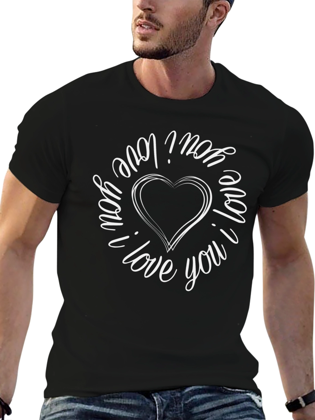 I Love You Heart Graphic Tee - Black