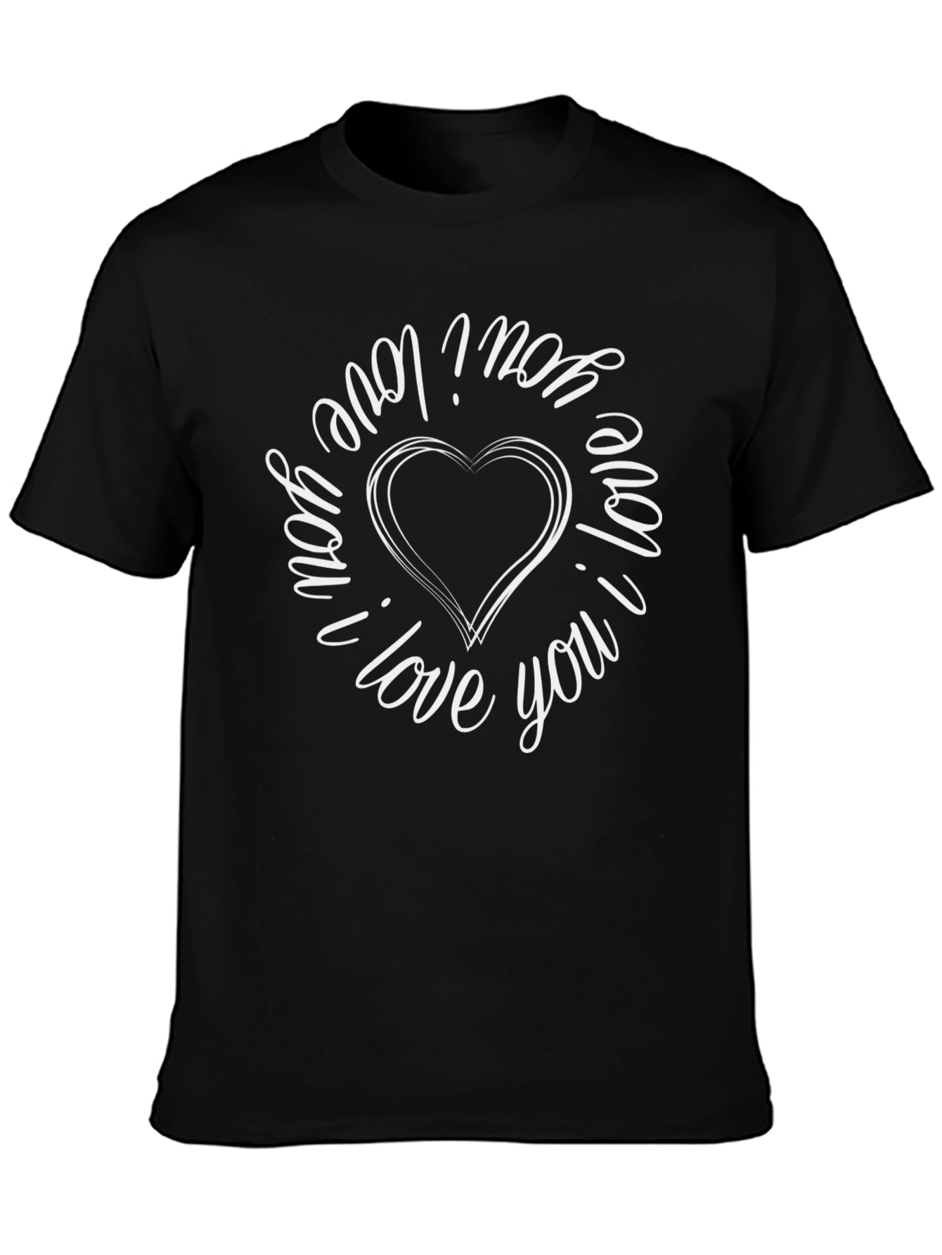 I Love You Heart Graphic Tee - Black